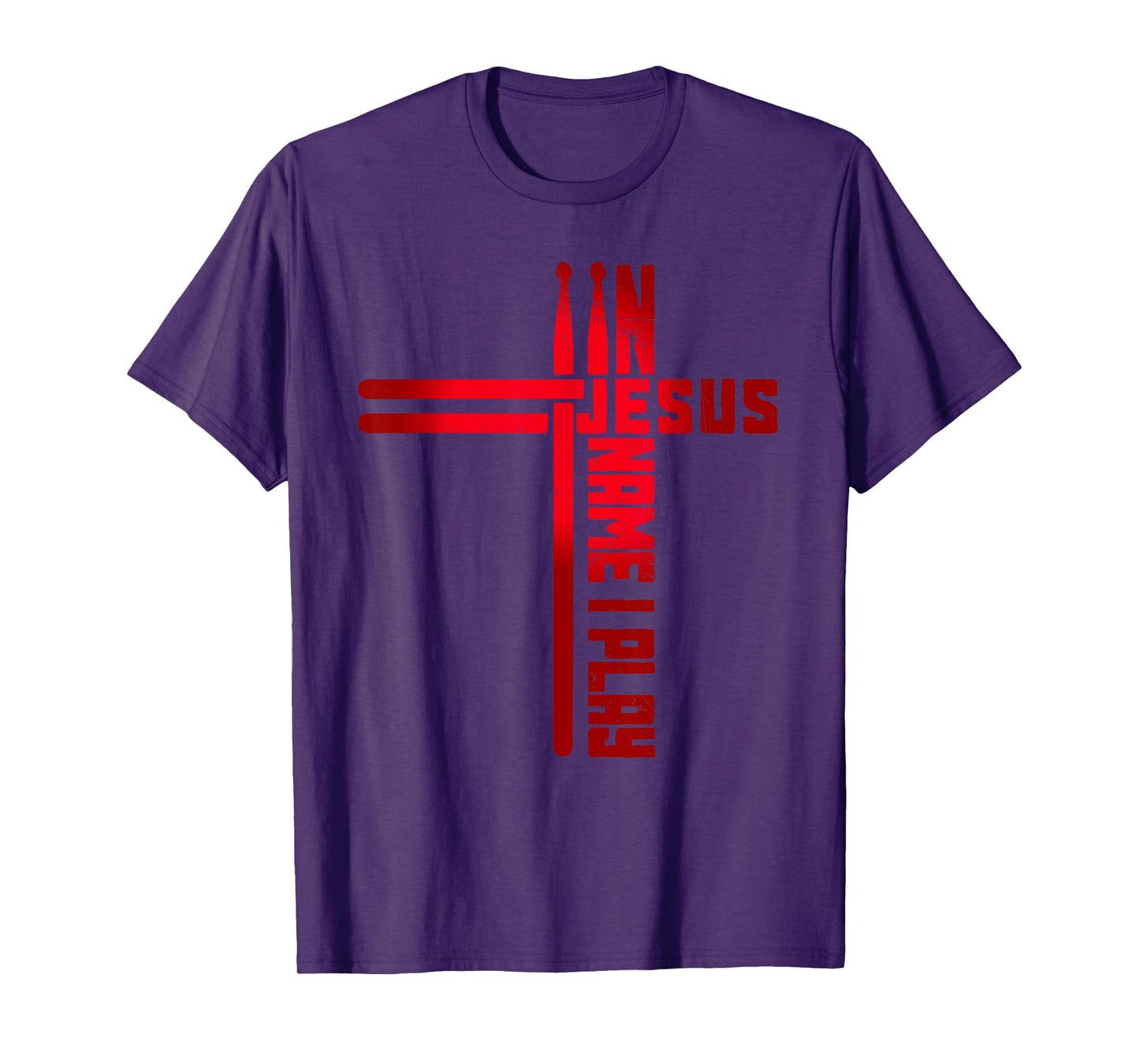 In Jesus Name I Play Drum Drummer Vintage Cross Drumsticks T-Shirt