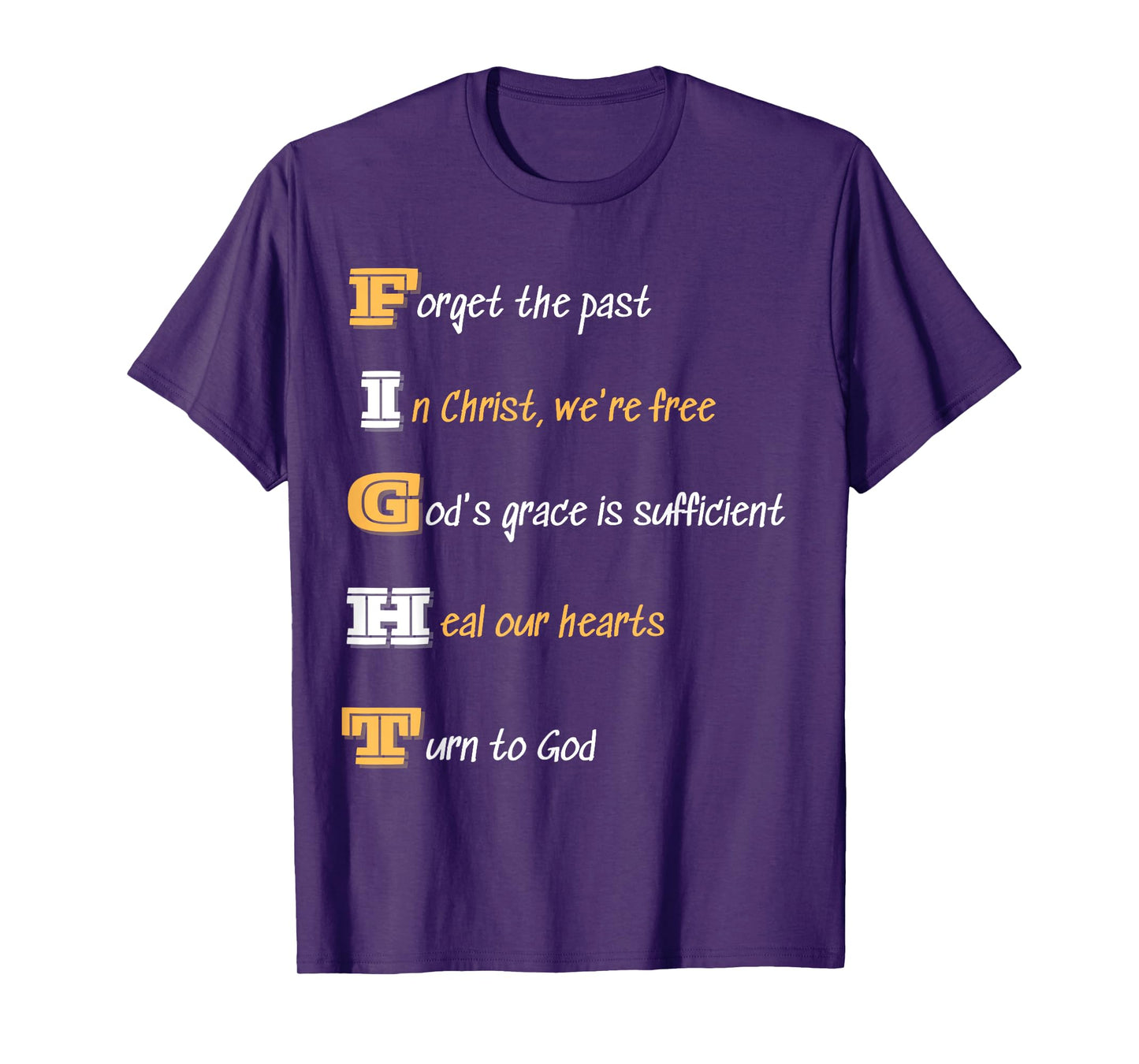 Inspiration Acrostic Fight God's Grace Tee Christian T-Shirt