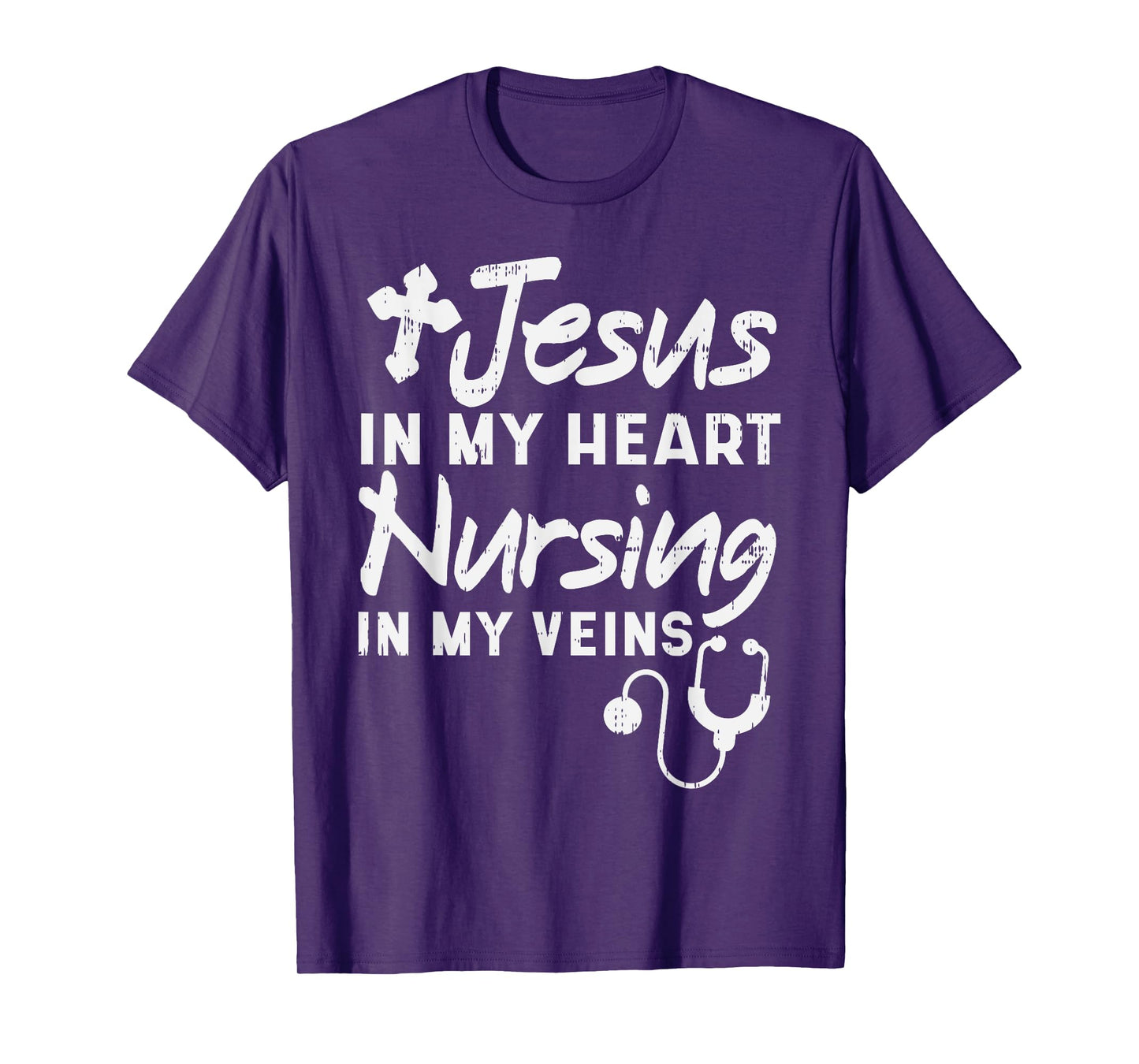 Jesus Heart Nursing Veins Nurse RN God Faith Christian Gift T-Shirt