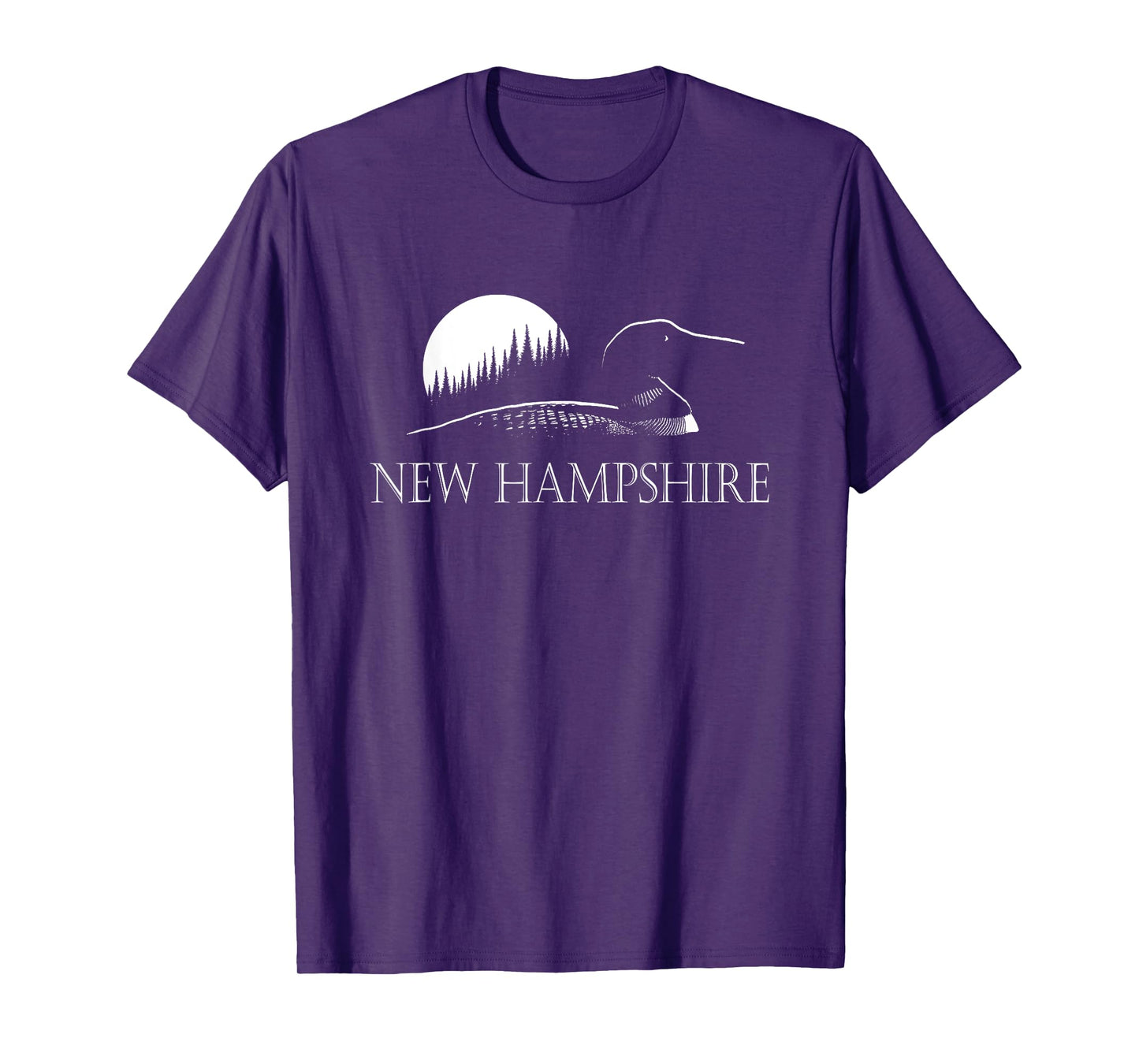 New Hampshire Loon In Moonlight And Forest T-Shirt