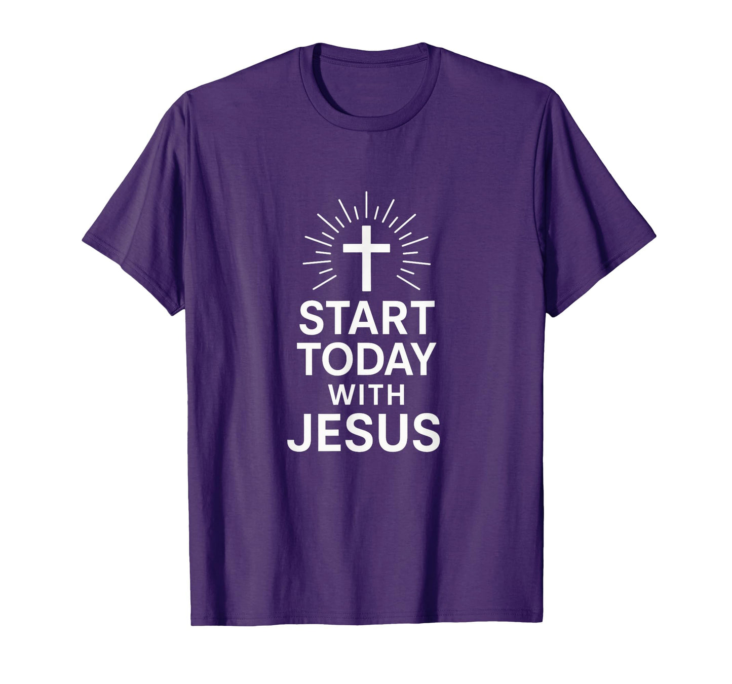 Start Today with Jesus - Christian Devotional Cross T-Shirt