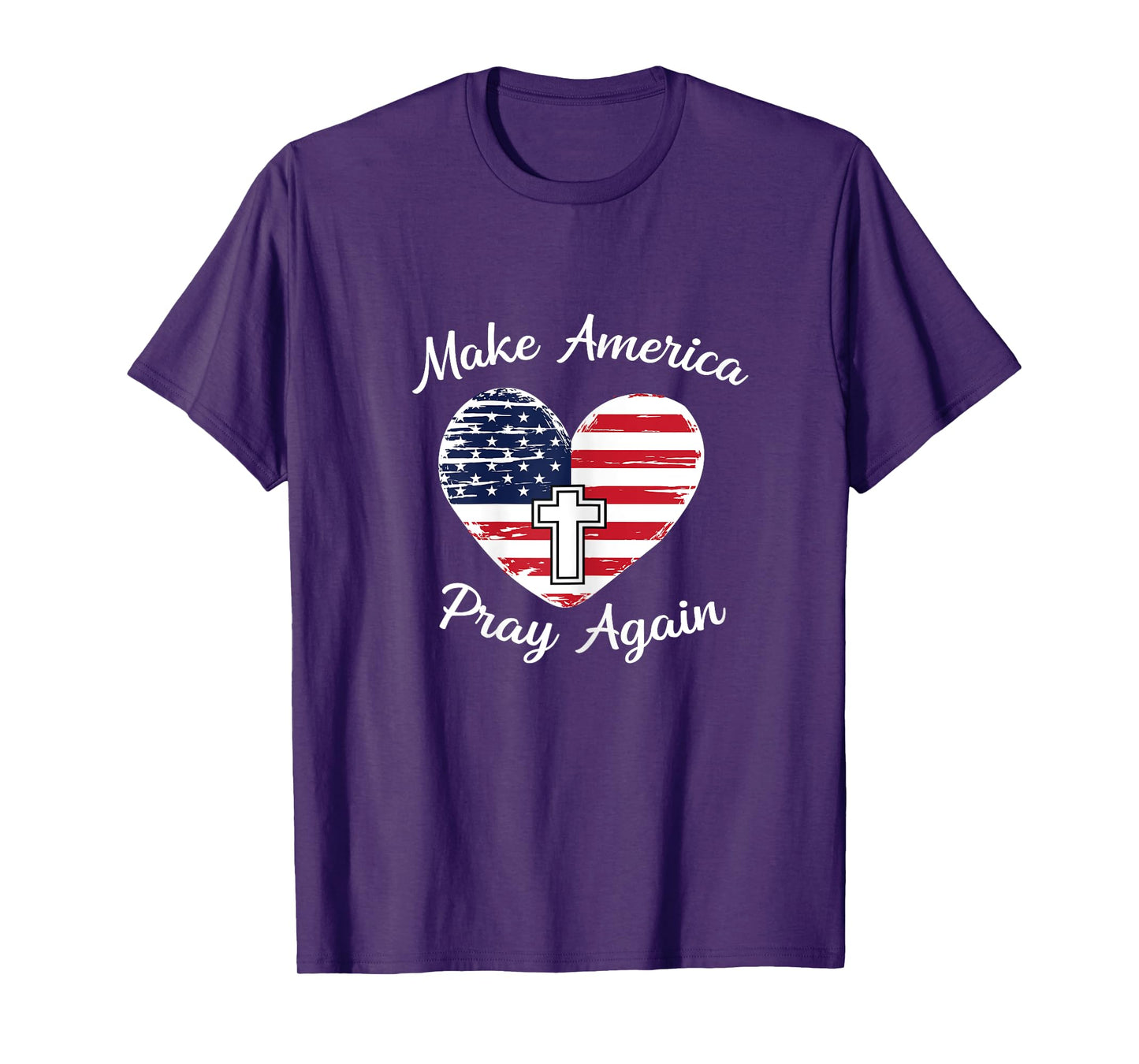 Make America Pray Again Christian USA Heart Distressed Shirt T-Shirt