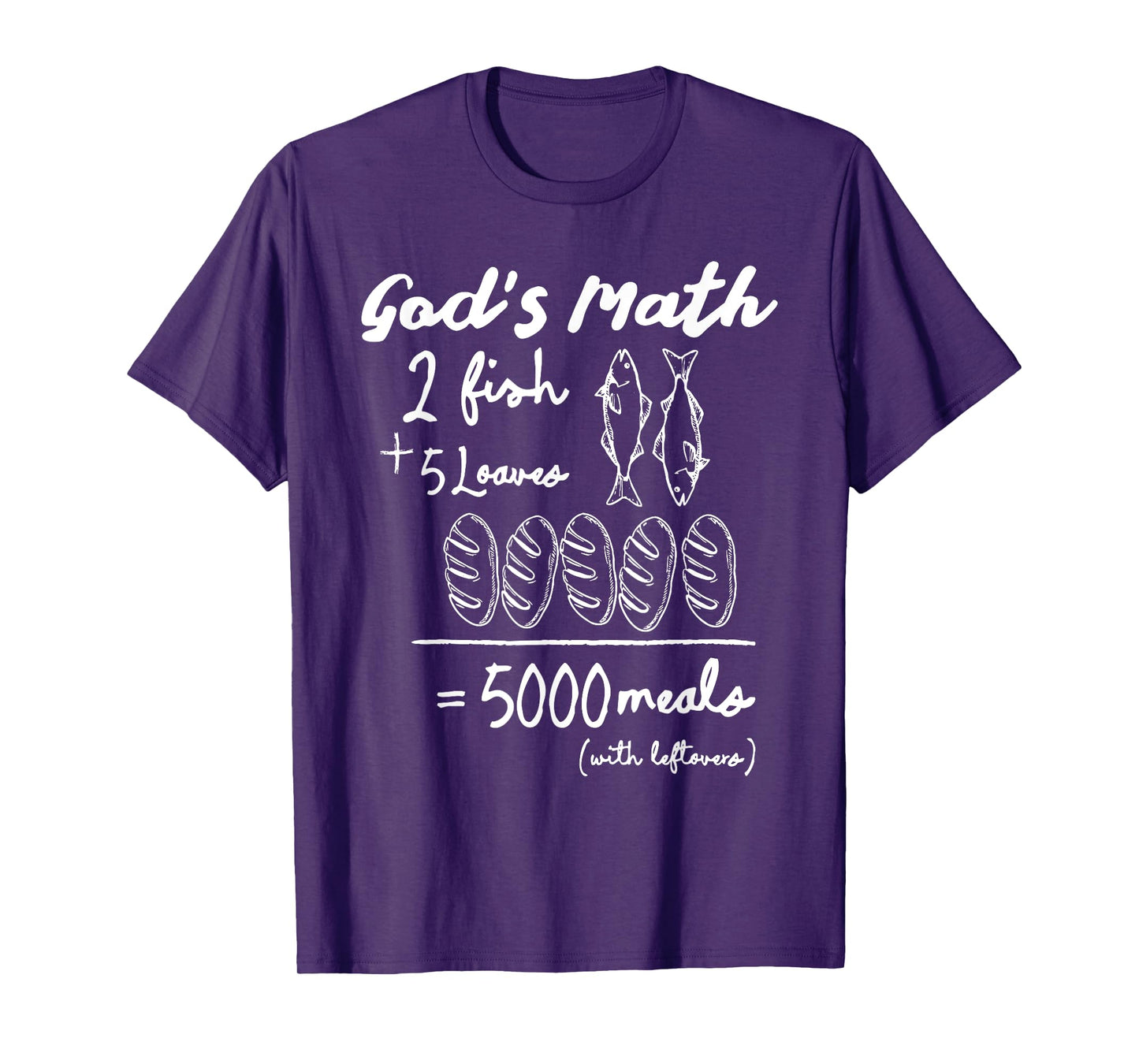God’s Math 2 Fish 5 Loaves 5000 Meals Tee T-Shirt
