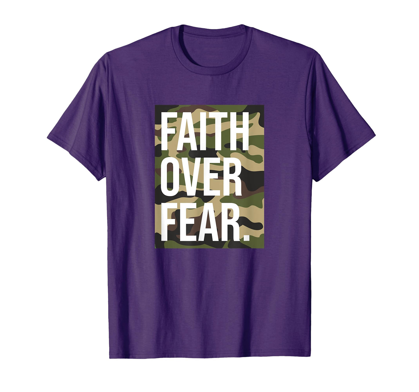 Faith Over Fear Christian Prayer Retro Camouflage Camo T-Shirt