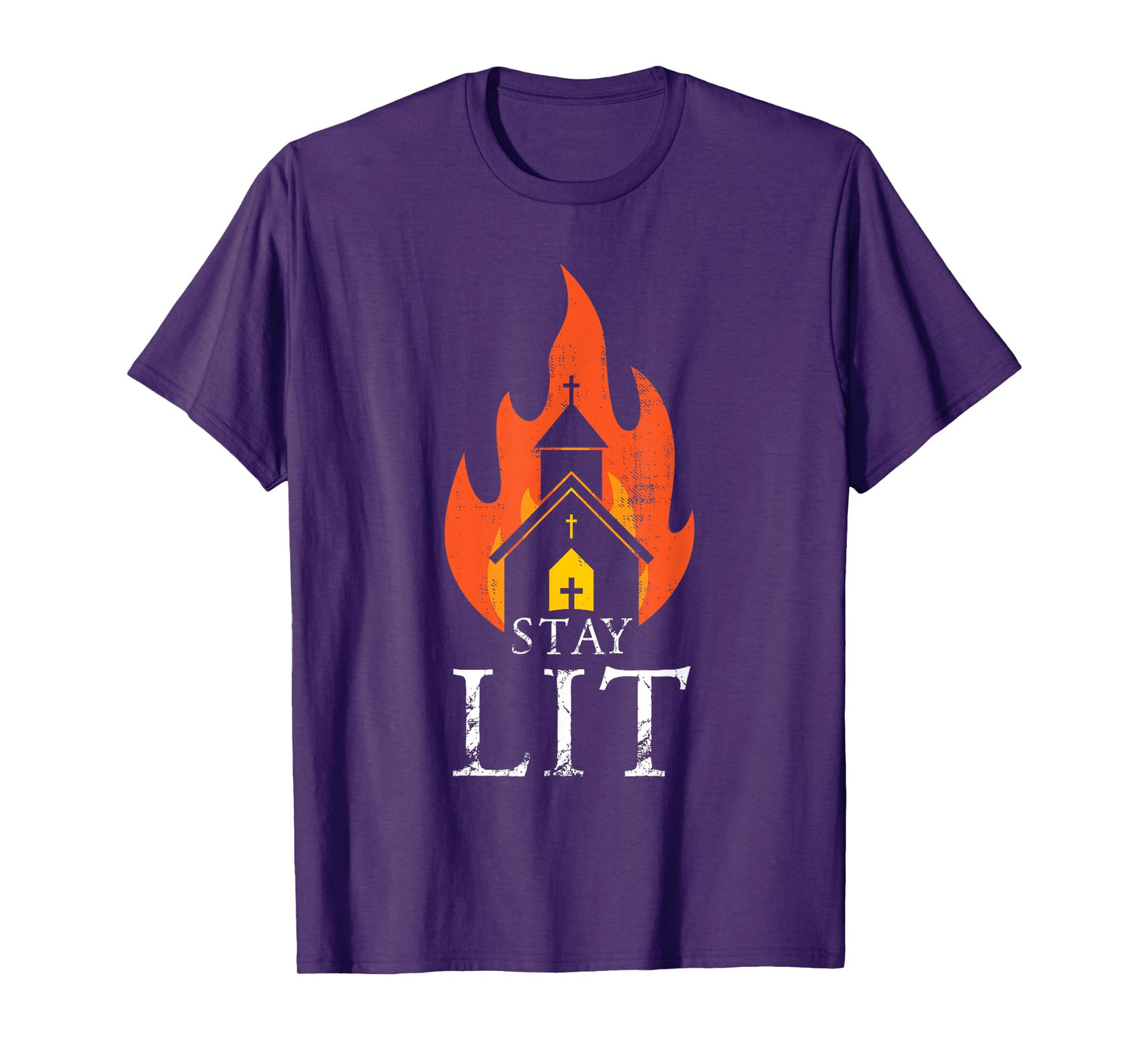 Stay lit Occult Burning Church - Unholy Antichrist Halloween T-Shirt