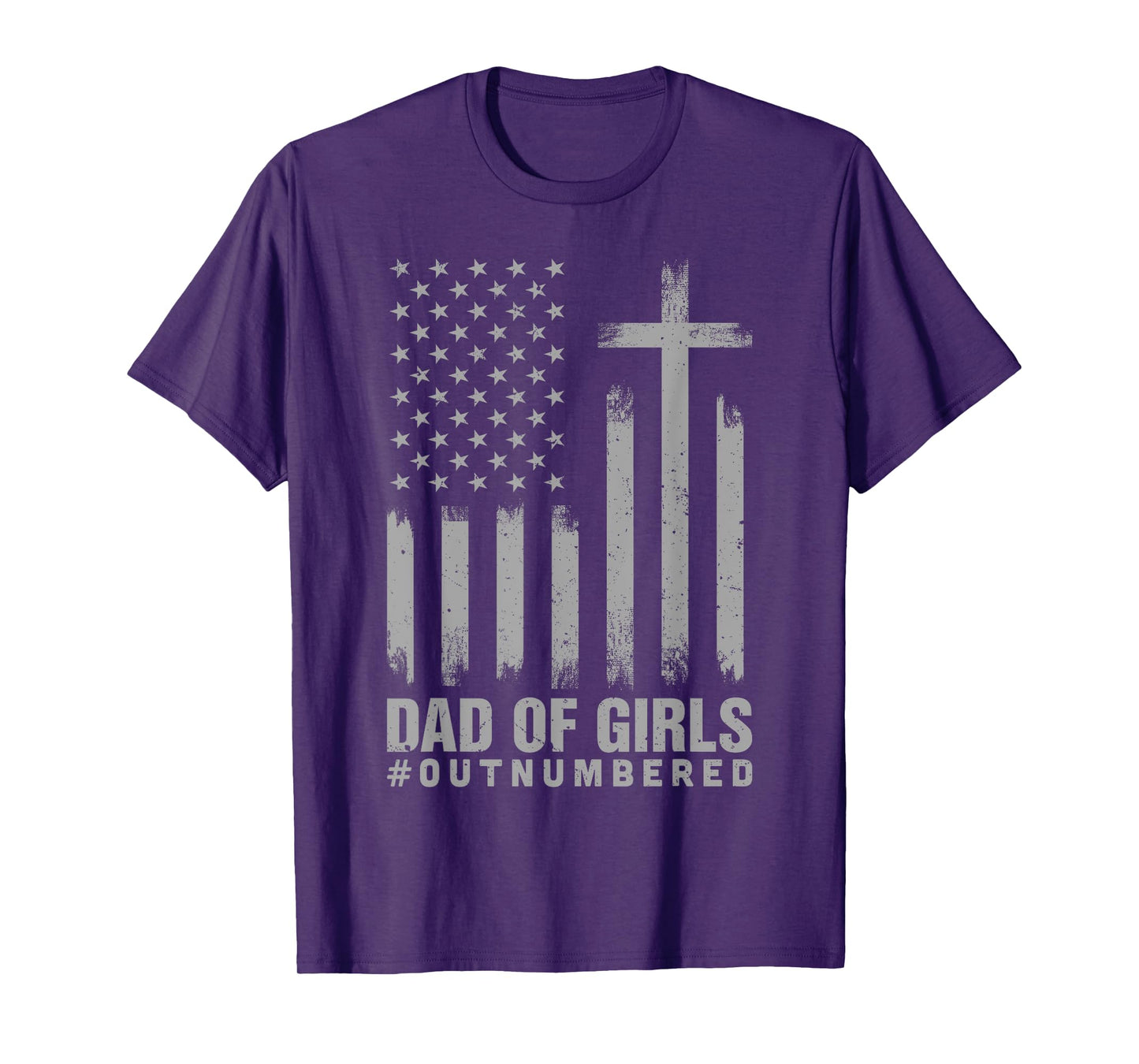 Vintage Christian Dad Fathers Day Dad of Girls Outnumbered T-Shirt