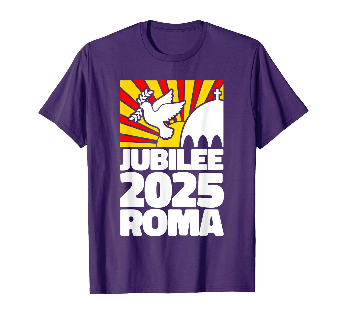Jubilee 2025 Roma Vatican Peace Dove Red Yellow Sunrise Tee T-Shirt