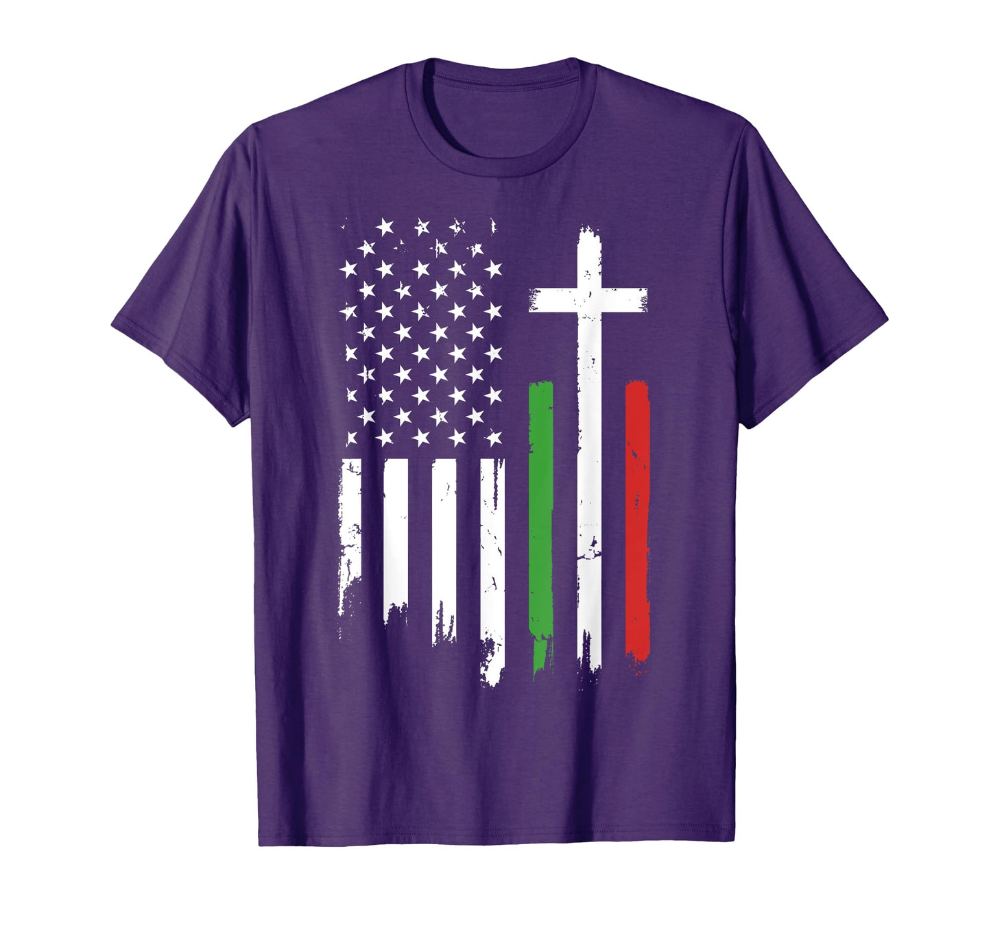 Vintage American Italian Flag Christian Cross Italia Italy T-Shirt