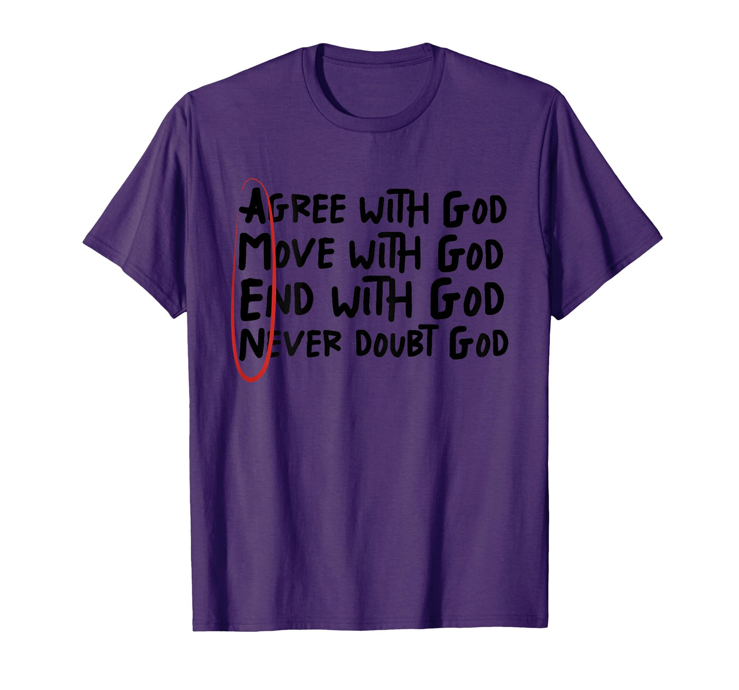 Agree With God Move With God End With God Never Doubt God T-Shirt