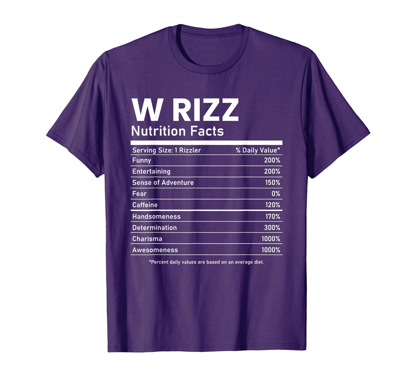 W Rizz Nutrition Facts Funny Meme Rizzler Rizzly T-Shirt