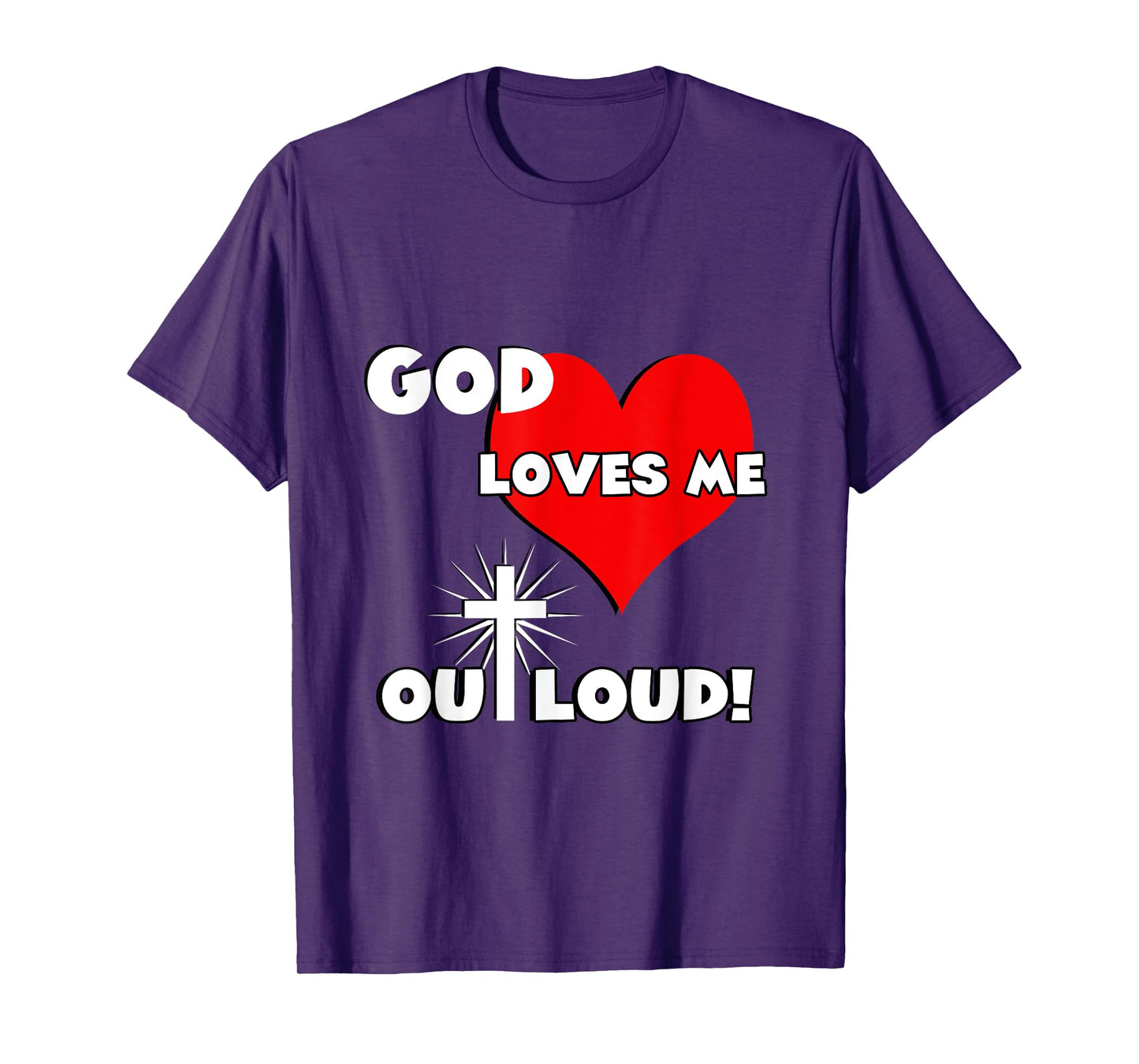Cute Christian faith 60s 70s 80s heart God loves me out loud T-Shirt