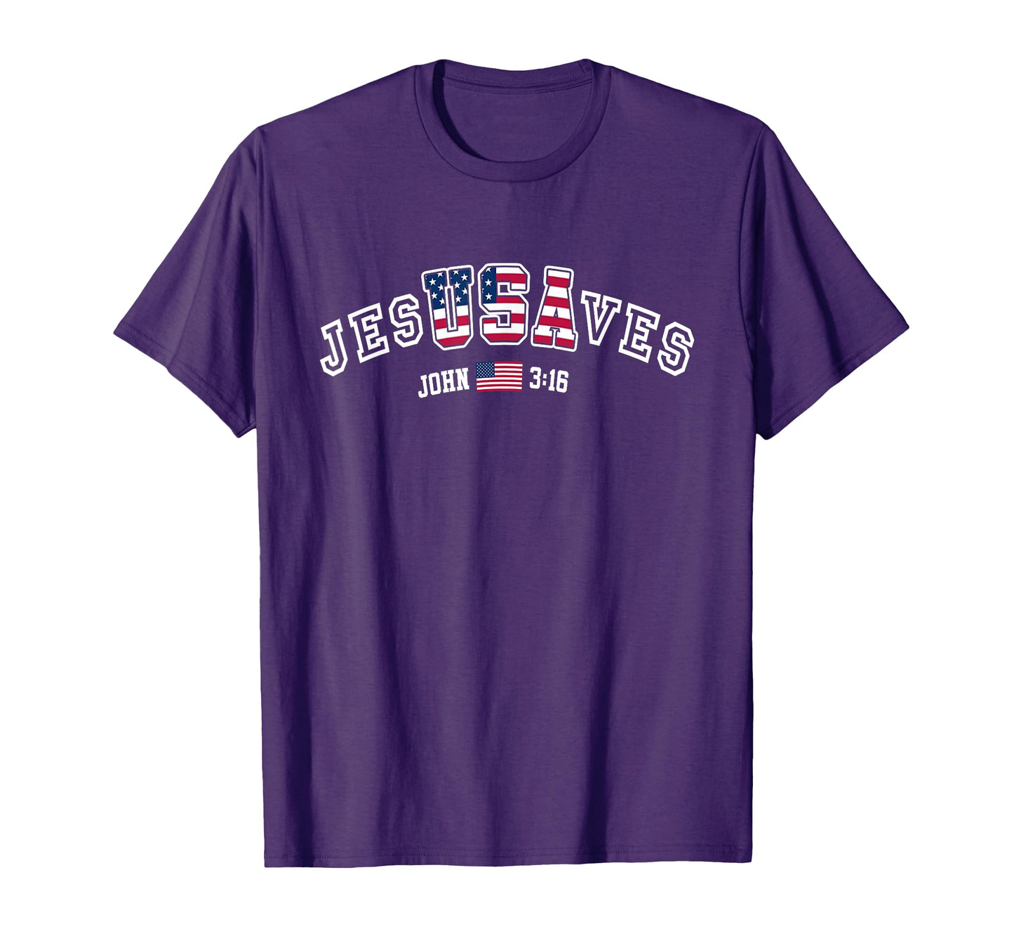 JesusSaves JesUSAves USA American Flag Patriotic Christian T-Shirt