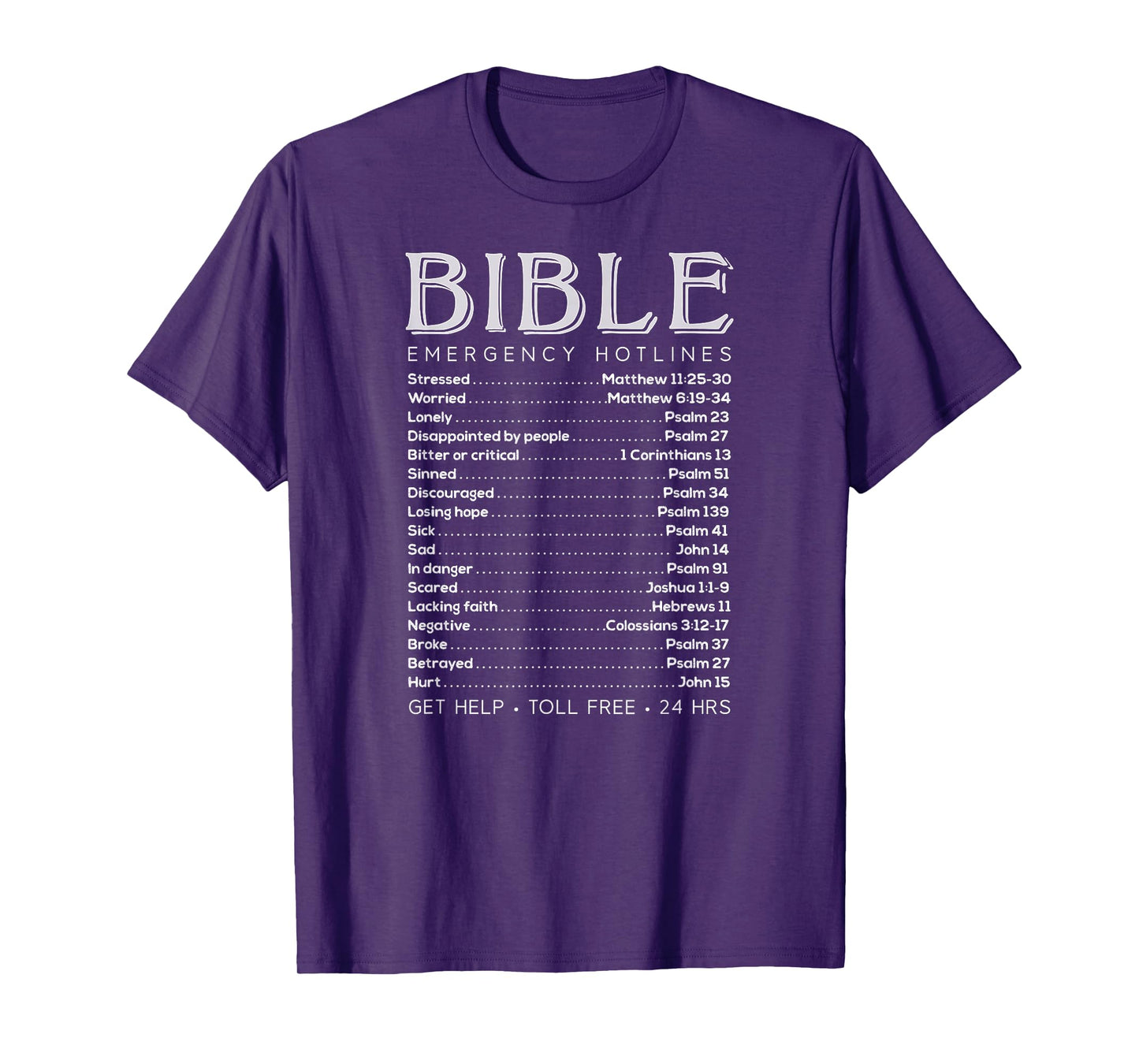 Bible Emergency Numbers Funny Hotline Christian T-Shirt