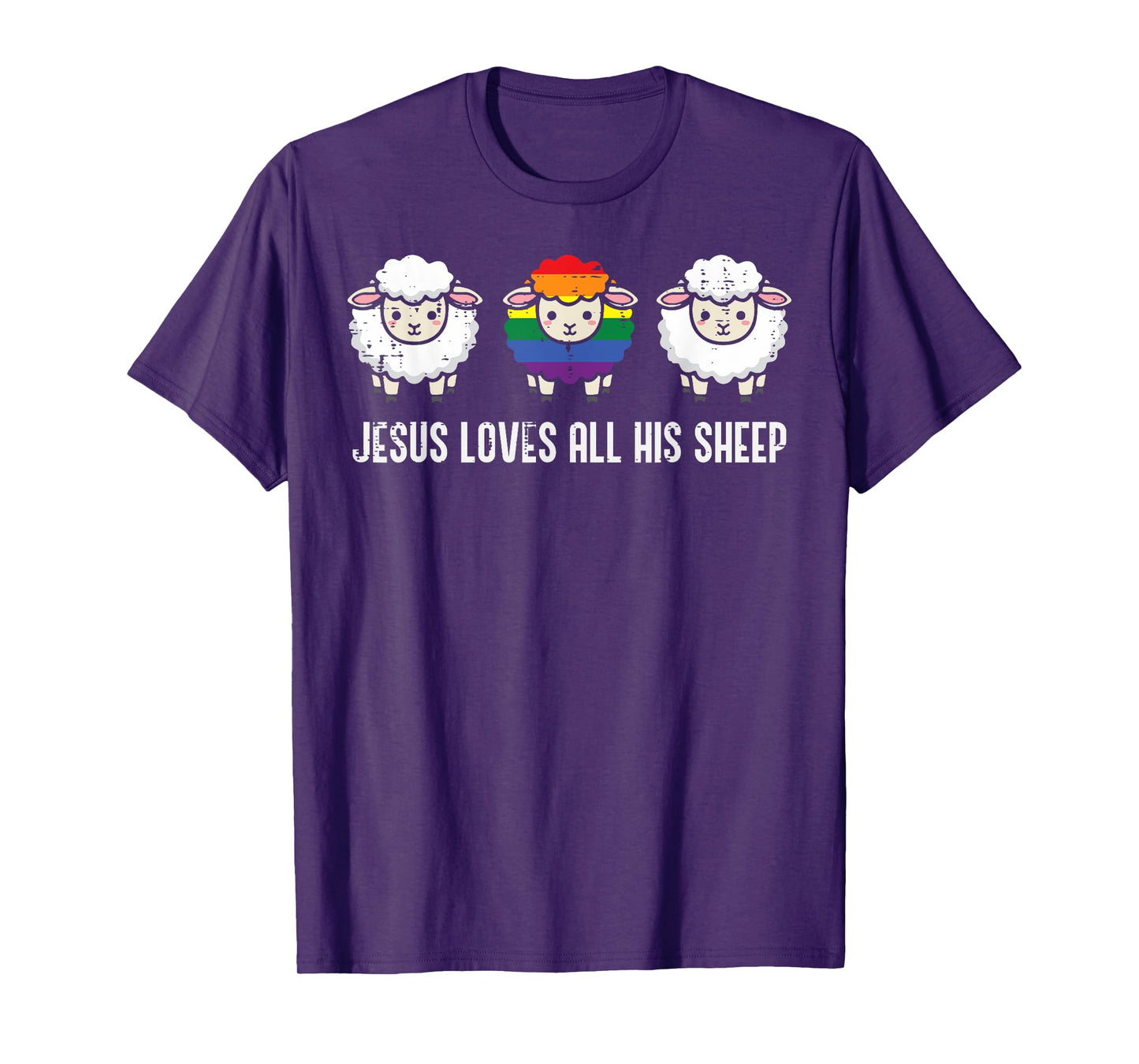 Gay Pride Month Jesus Sheep LGBTQ Ally Rainbow Men Women T-Shirt
