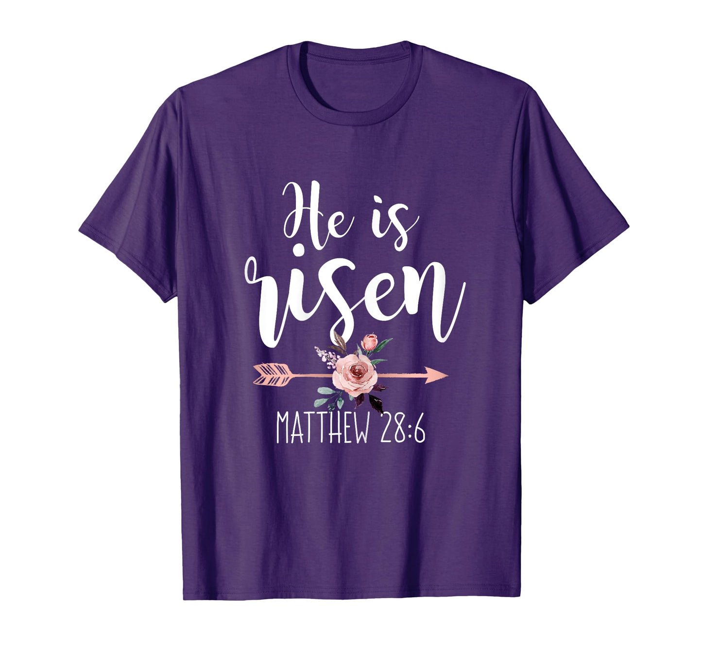 He is Risen Floral Arrow Easter Christian Women Teen Girls T-Shirt