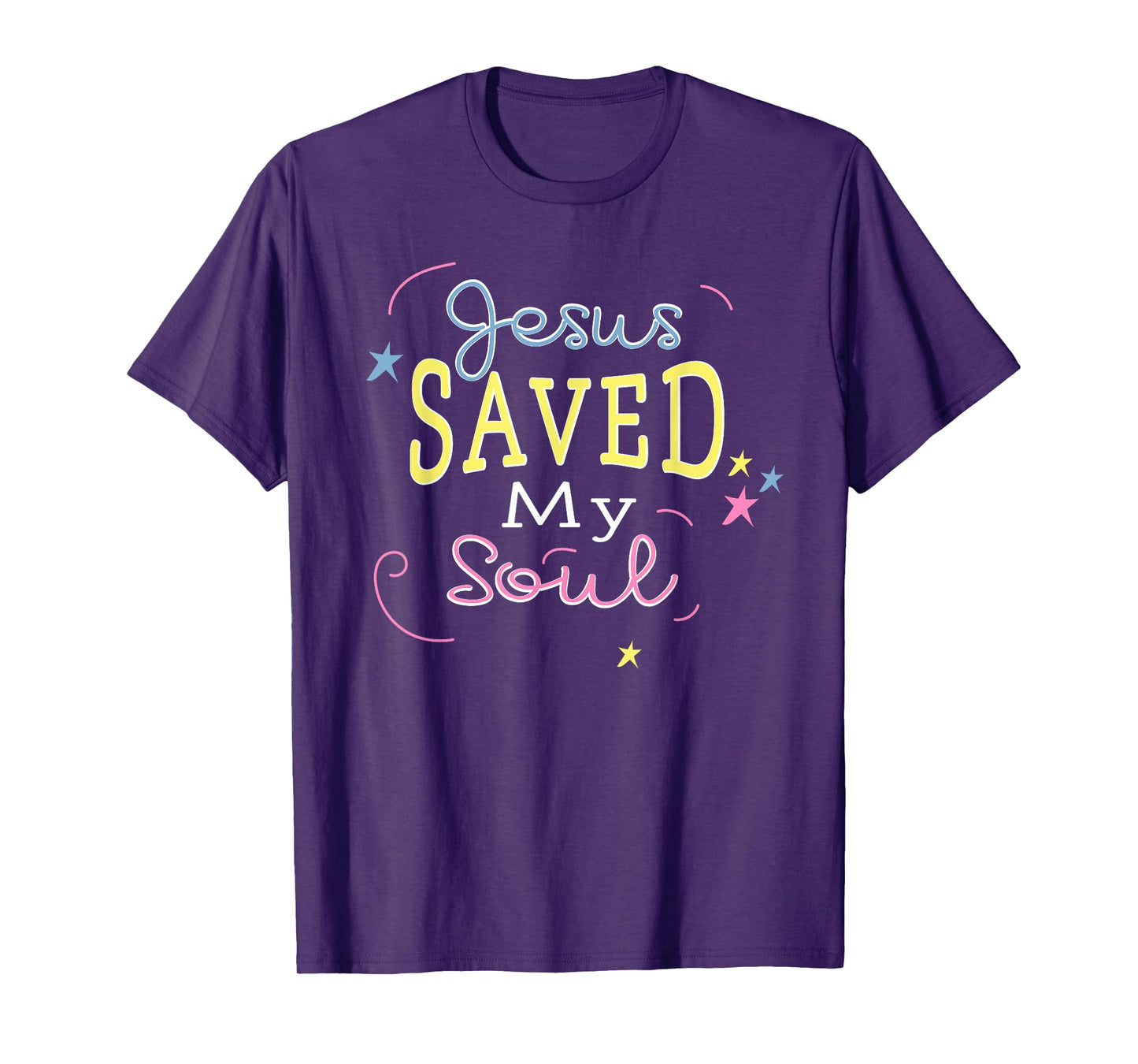 Christian Tee Shirt Jesus Saved My Soul Text Quote T-Shirt