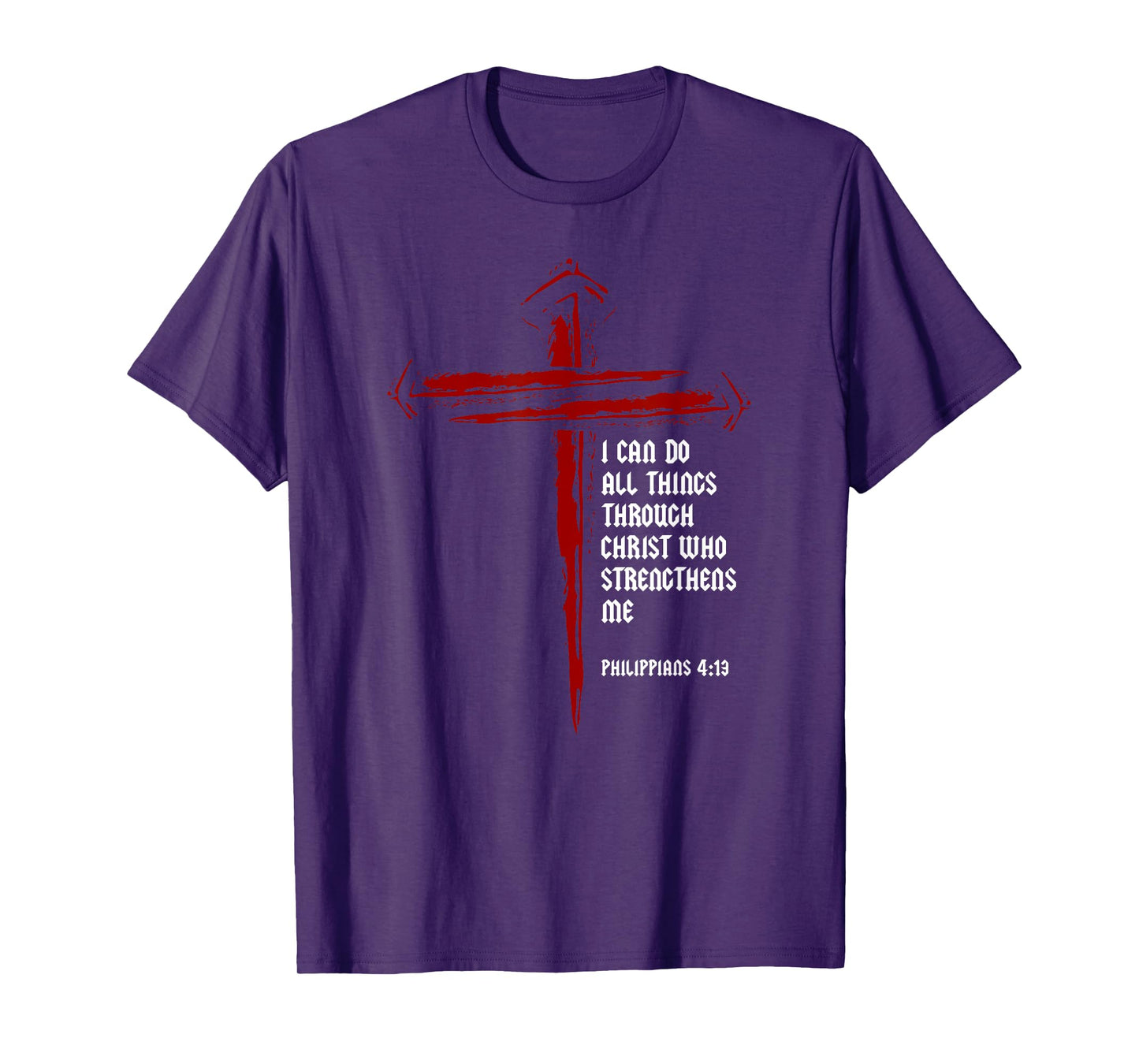 Christian Cross Nails Jesus Philippians 4:13 Bible Verse T-Shirt
