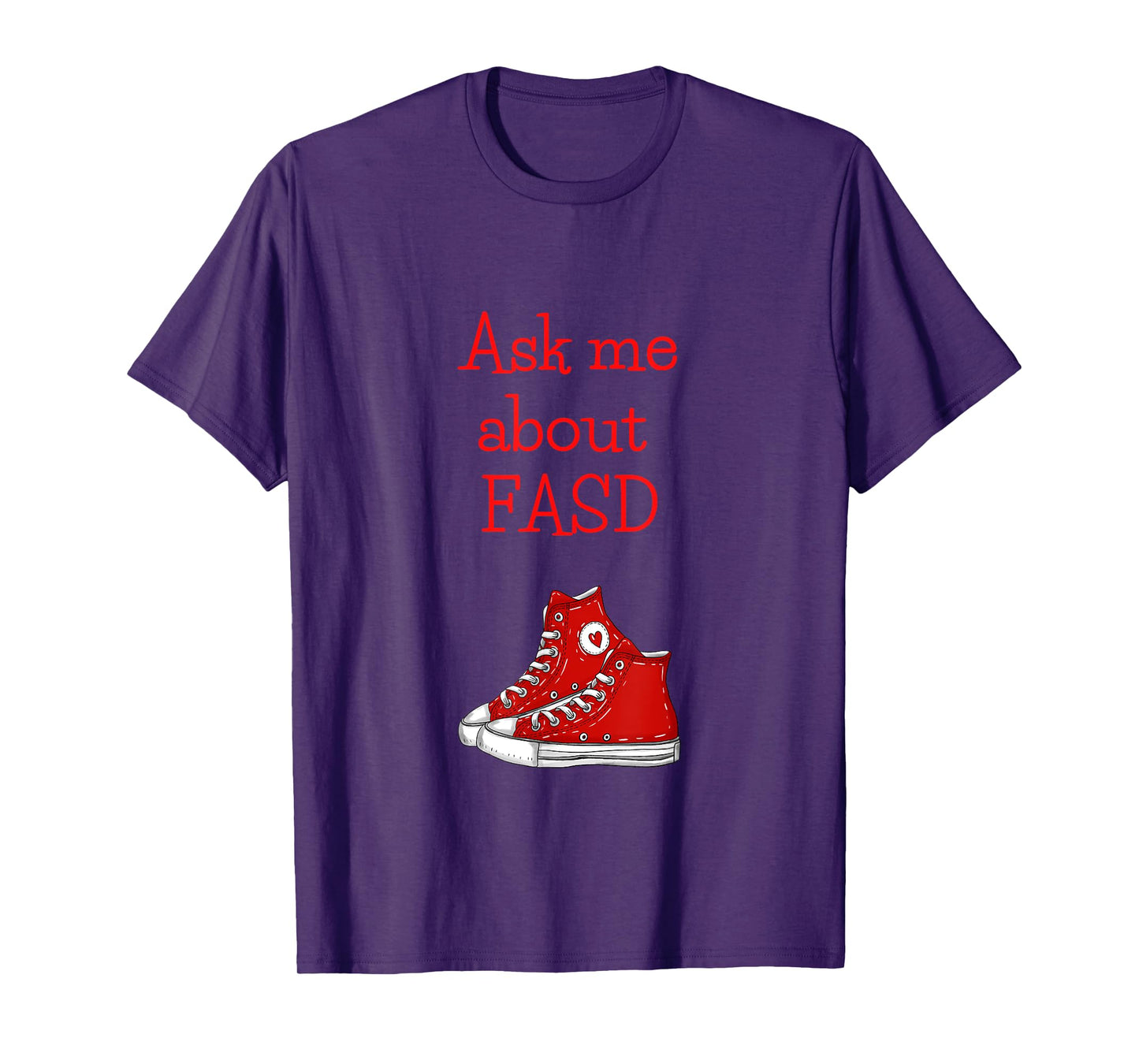 CLM Designs 'Ask Me About FASD' Women's Black Modern Letter Print T-Shirt