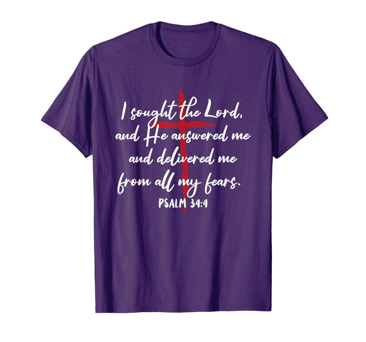 I Sought The Lord He Answered Cross Bible Verse Jesus T-Shirt