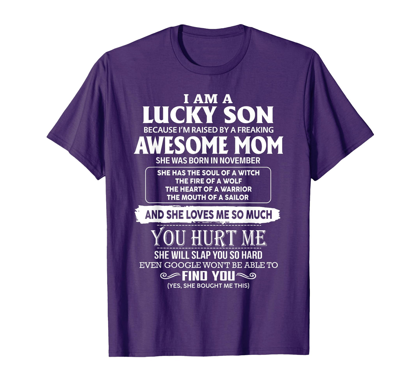 I'm A Lucky Son Of Awesome Mom She Was Born In November T-Shirt