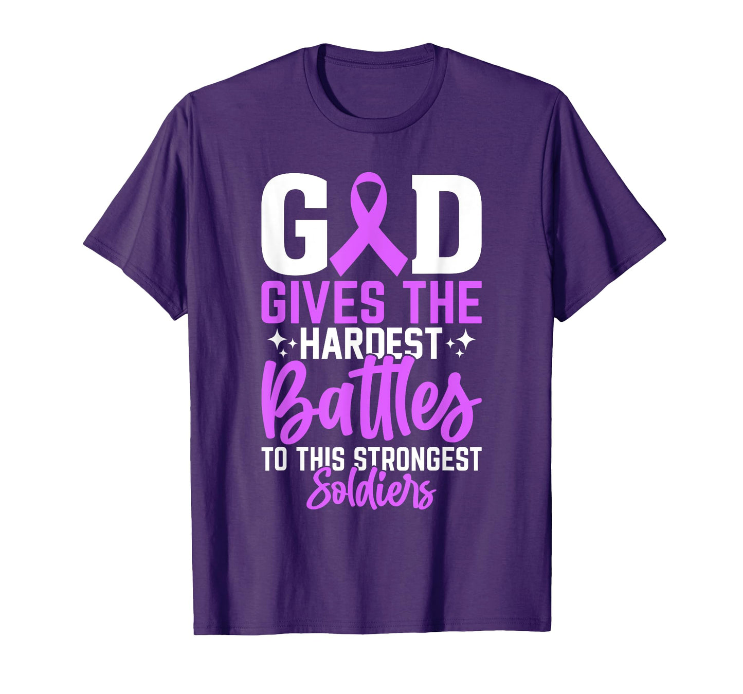 God Gives The Hardest Battles Purple Pancreatic Cancer T-Shirt