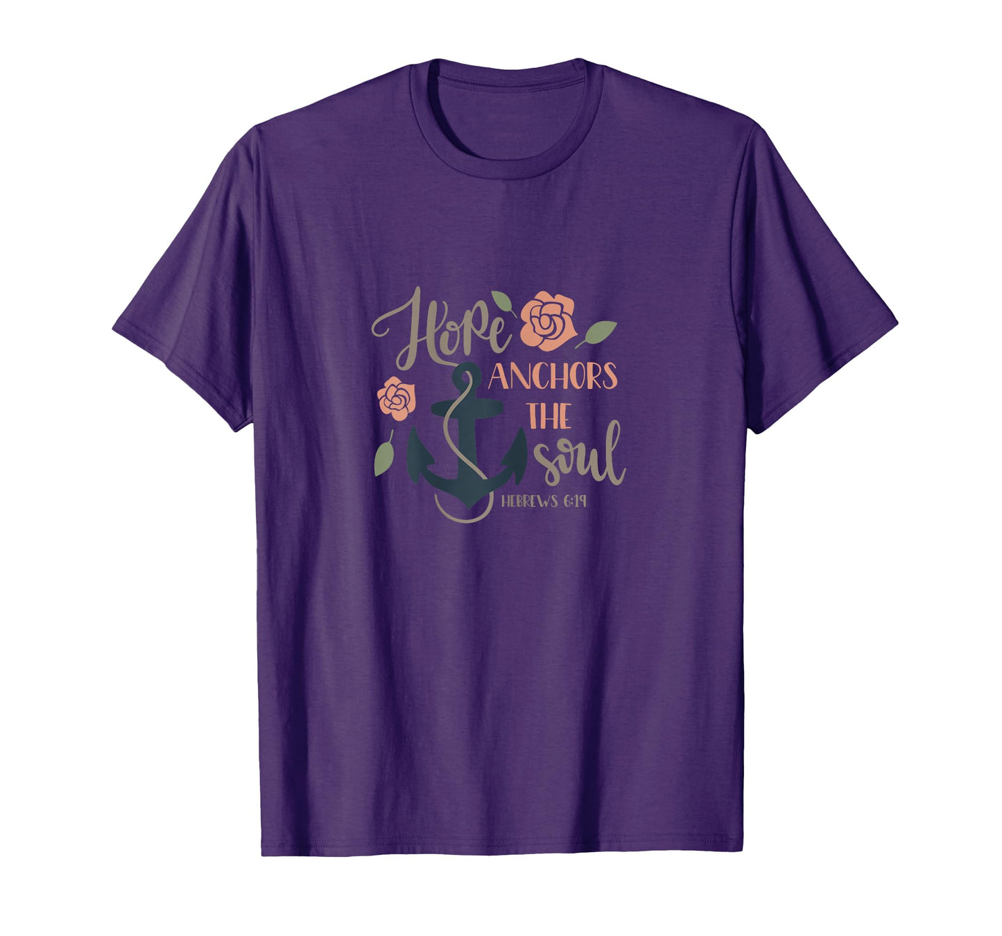 Womens Hope Anchors the Soul Hebrews Bible Christian Graphic Tee T-Shirt