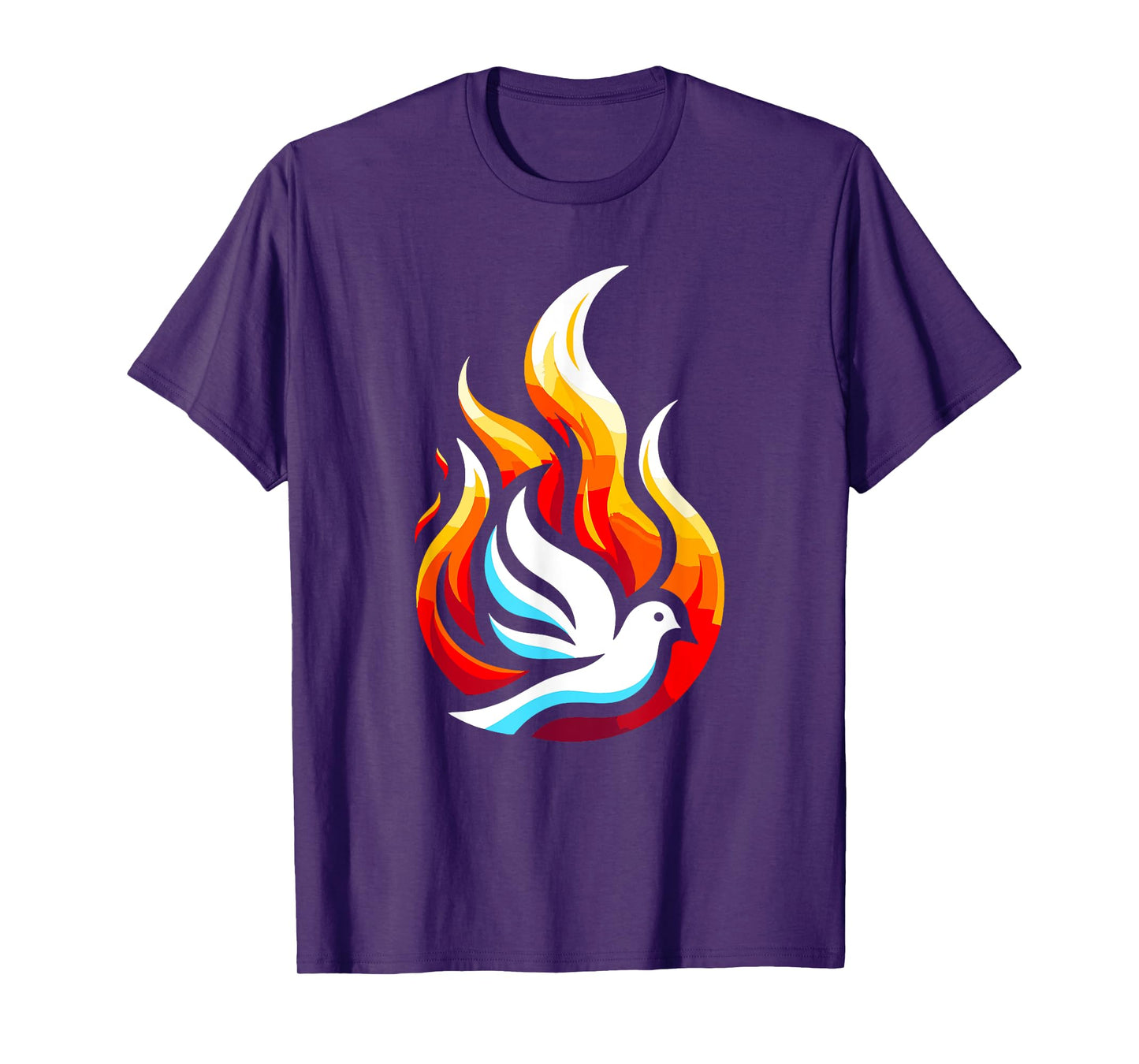 Silhouette Dove Flame Fire Pentecost Orthodox Christmas T-Shirt