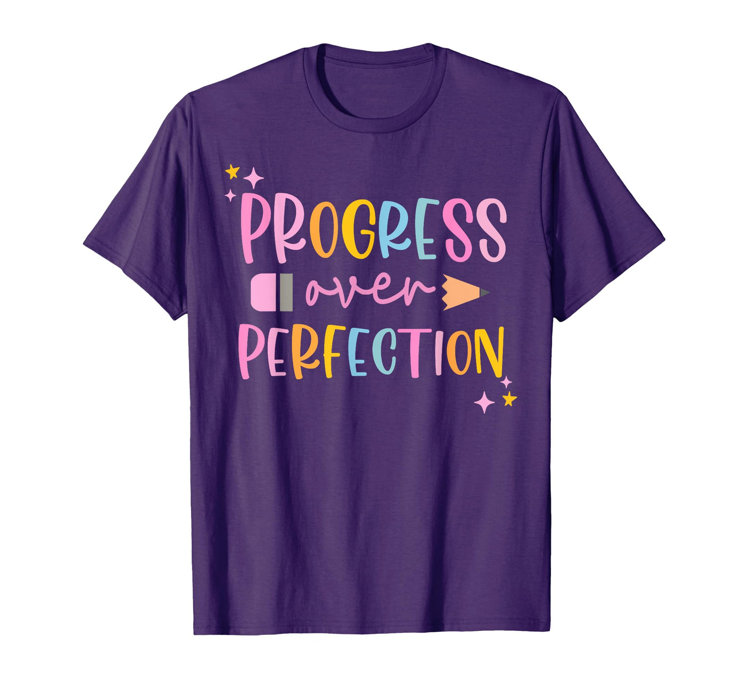 Motivational Progress Over Perfection Back to School Teacher T-Shirt
