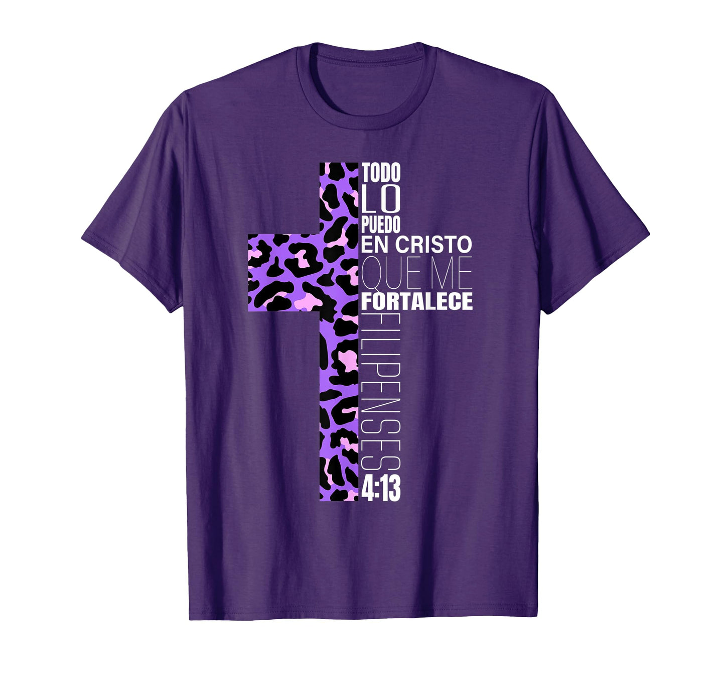 Leopard Print Filipenses 4:13 Spanish Gifts Women Teen Girls T-Shirt