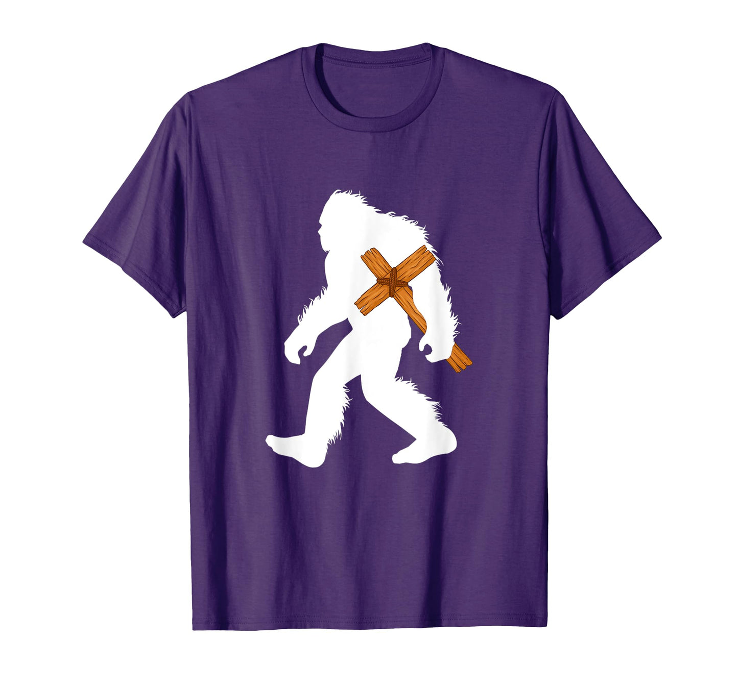 Christmas Bigfoot Carrying Cross Christian Faith Sasquatch T-Shirt