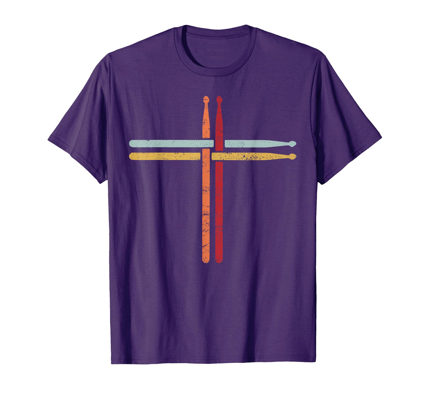 Drummer Percussion Drums Sticks Cross Christian Church T-Shirt