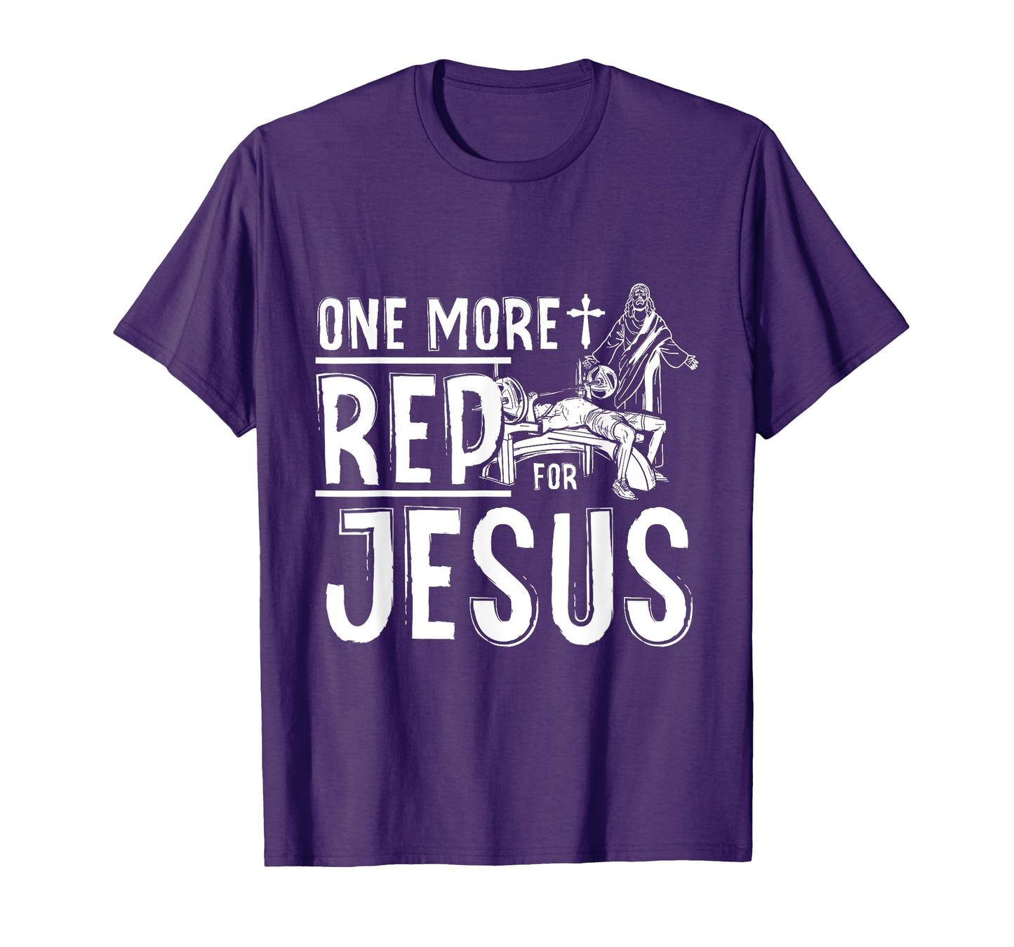 Work Out Bodybuilding, One More Rep For Jesus Bench Press T-Shirt