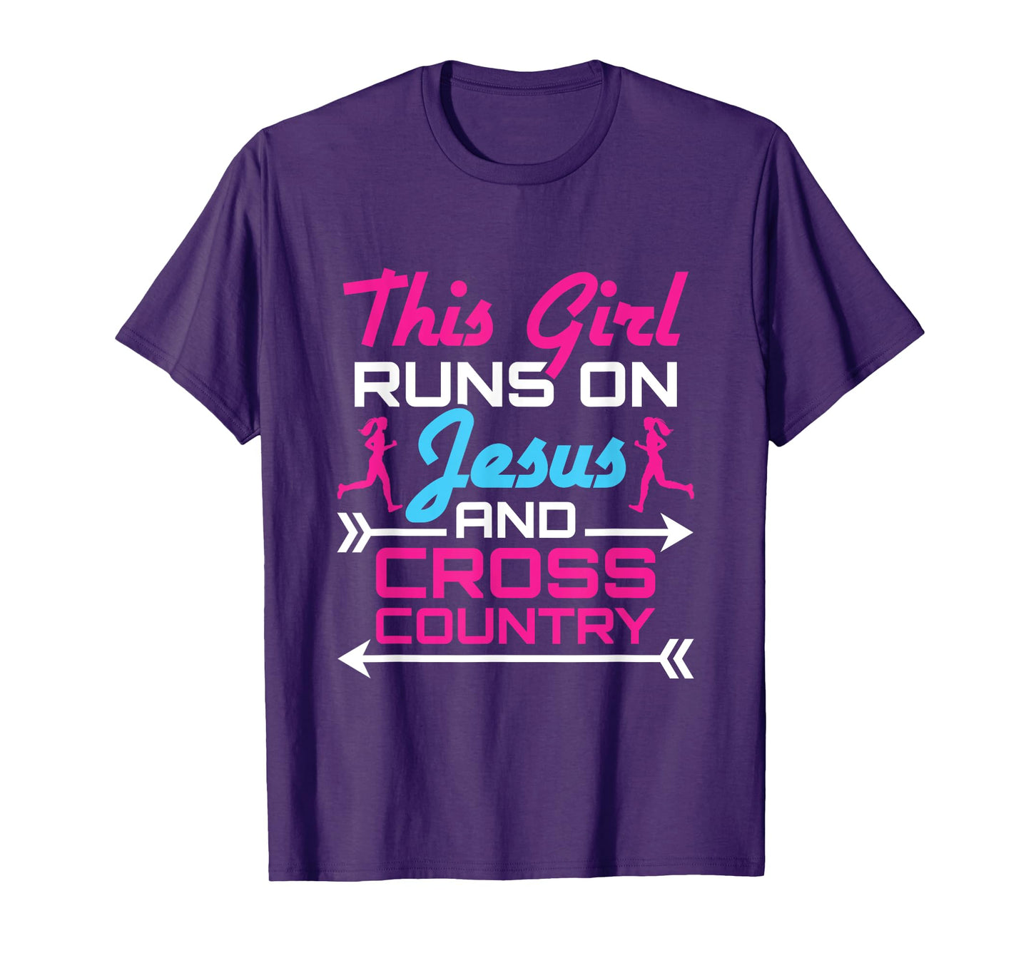 This Girl Runs on Jesus and Cross Country Cute Running XC T-Shirt