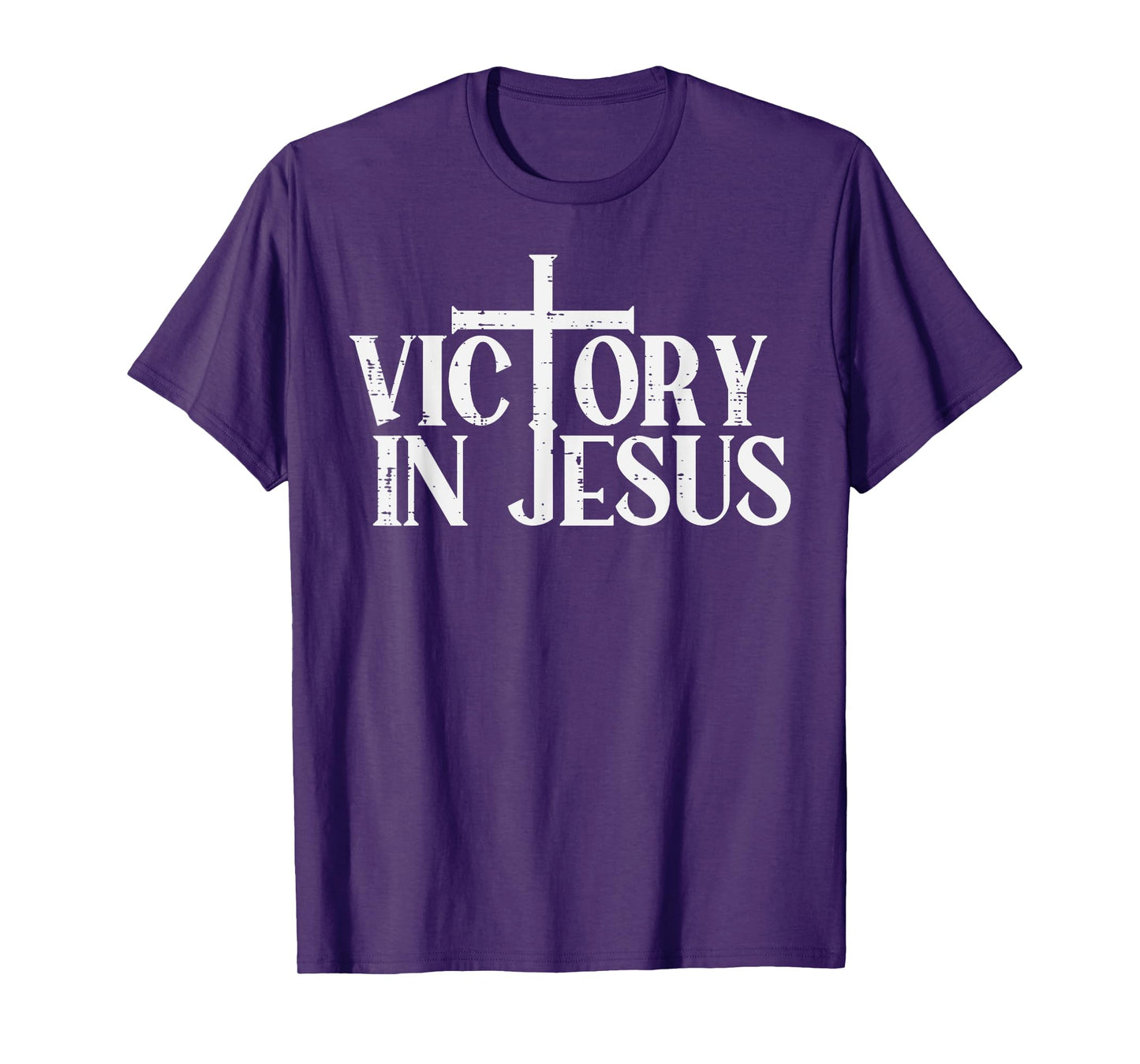 Victory In Jesus Cross God Faith Christian Men Women Kids T-Shirt