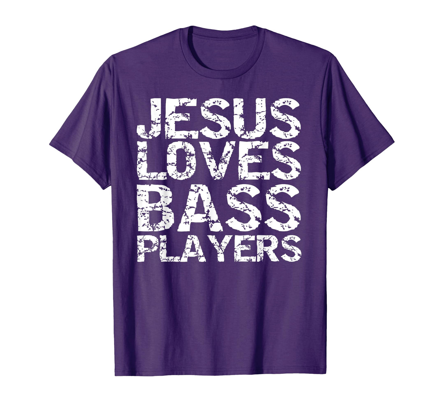 Bass Guitar Player Gift Distressed Jesus Loves Bass Players T-Shirt