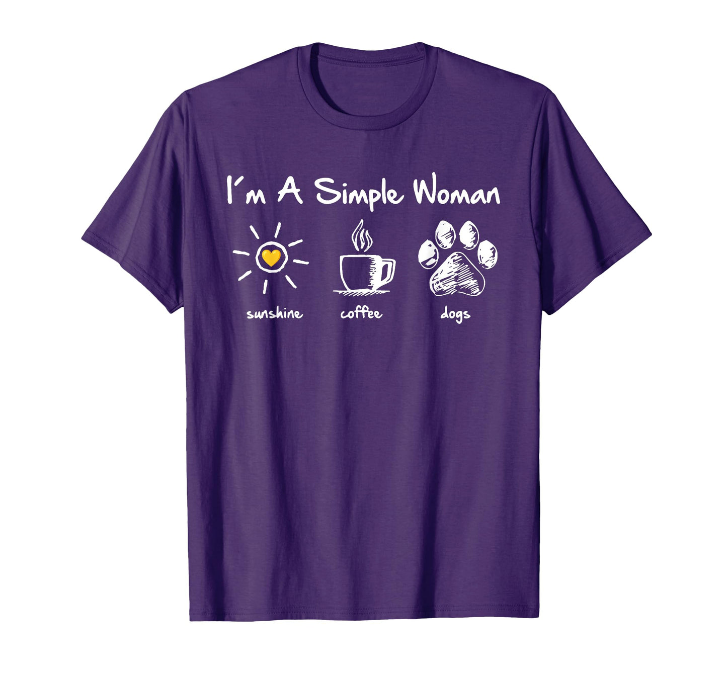 I'm A Simple Woman Sunshine Coffee Dog Paw Cute Funny Quote T-Shirt