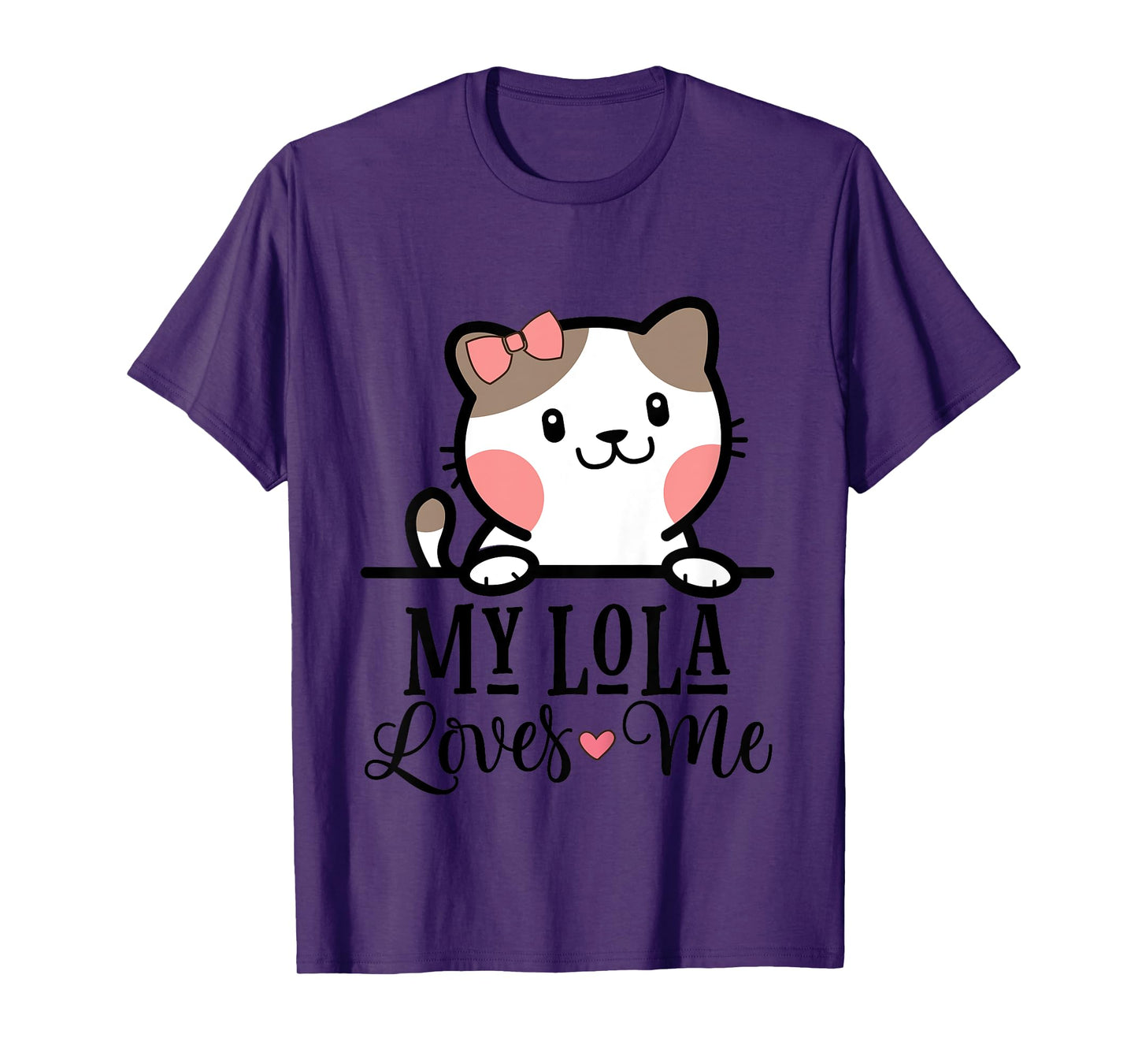 Kids My Lola Loves Me Grandkids Kitty T-Shirt
