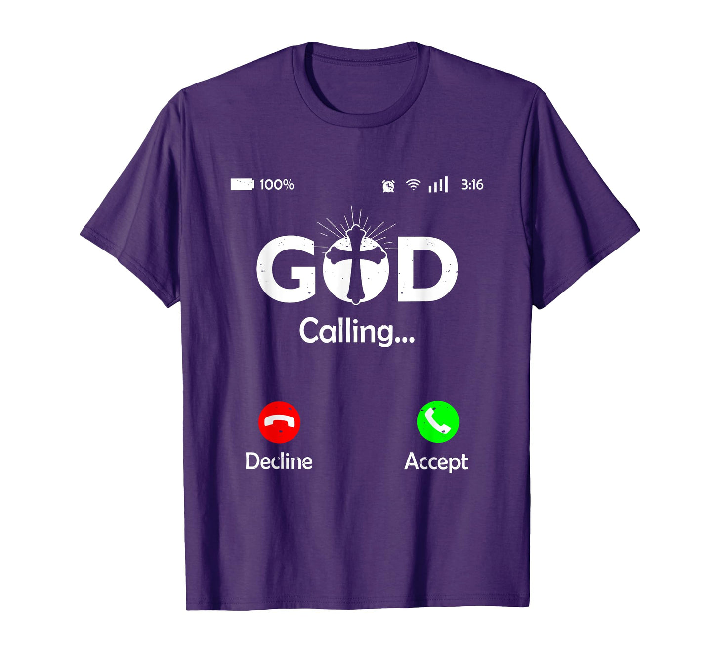 God Is Calling Phone Screen Religious Humor Christian T-Shirt