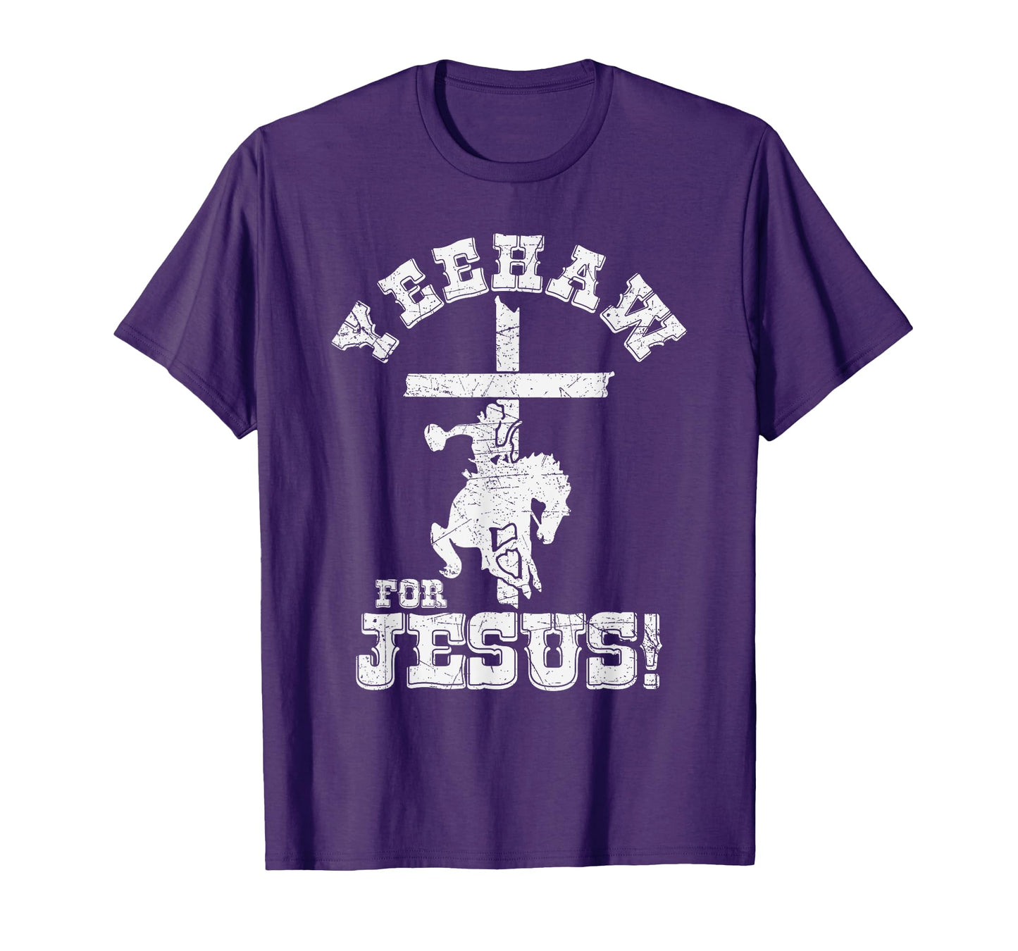 Yeehaw For Jesus Christian Cowboy Cross With Horse Rodeo T-Shirt