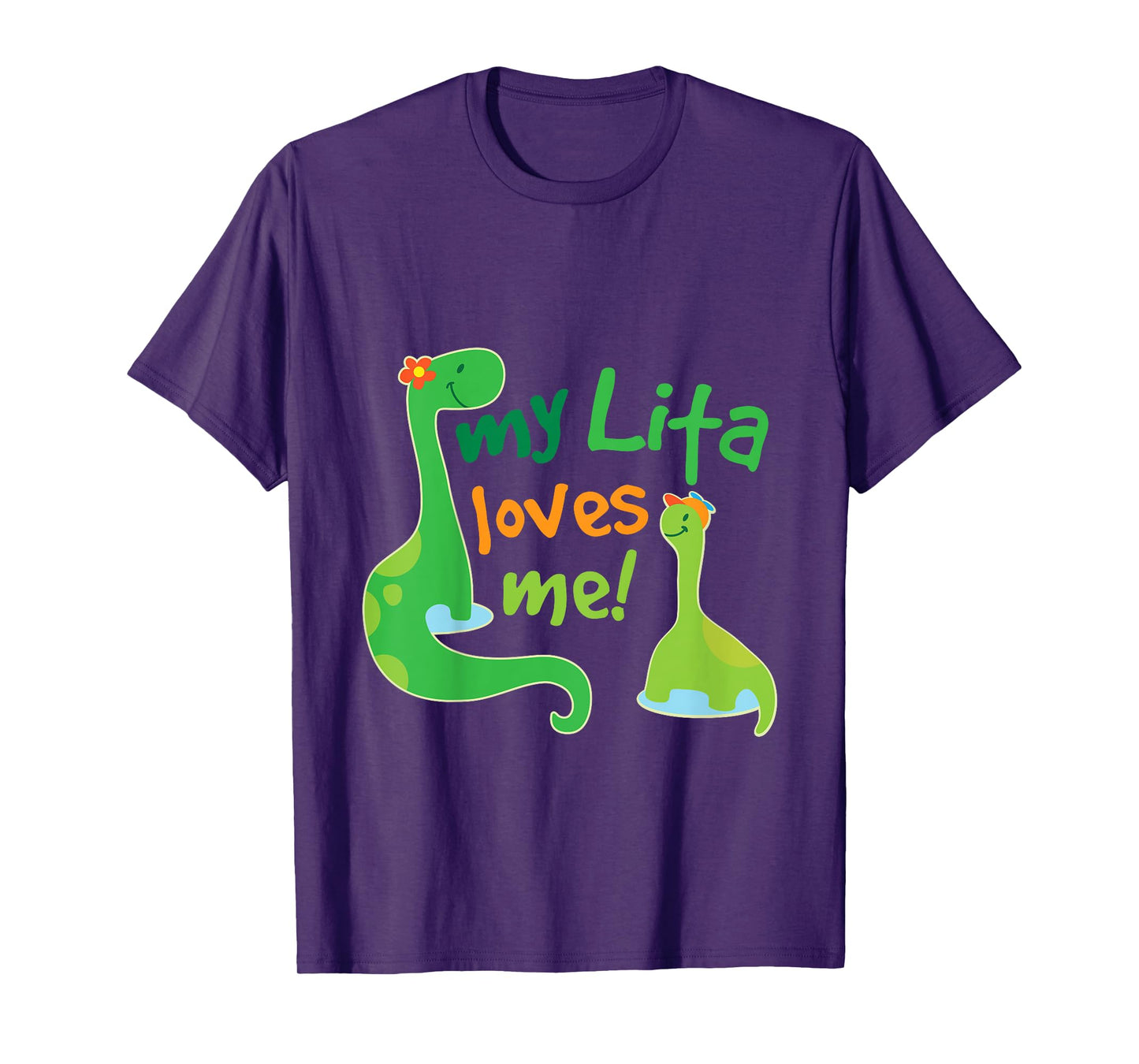Kids My Lita Loves Me Grandson Dinosaur T-Shirt