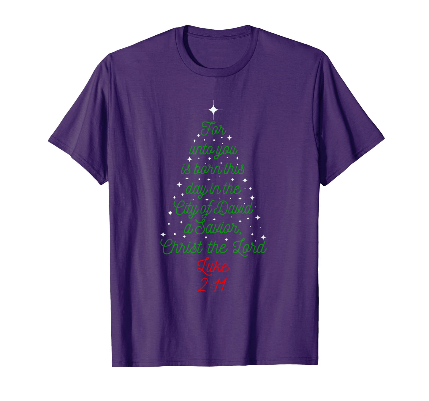 Savior is Born Bible Verse Christmas Tree Holiday Religious T-Shirt