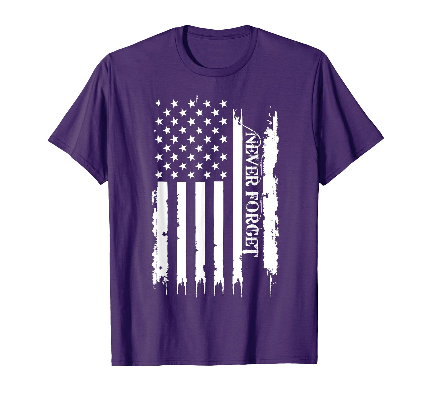 Never Forget United States Distressed w US Flag T-Shirt