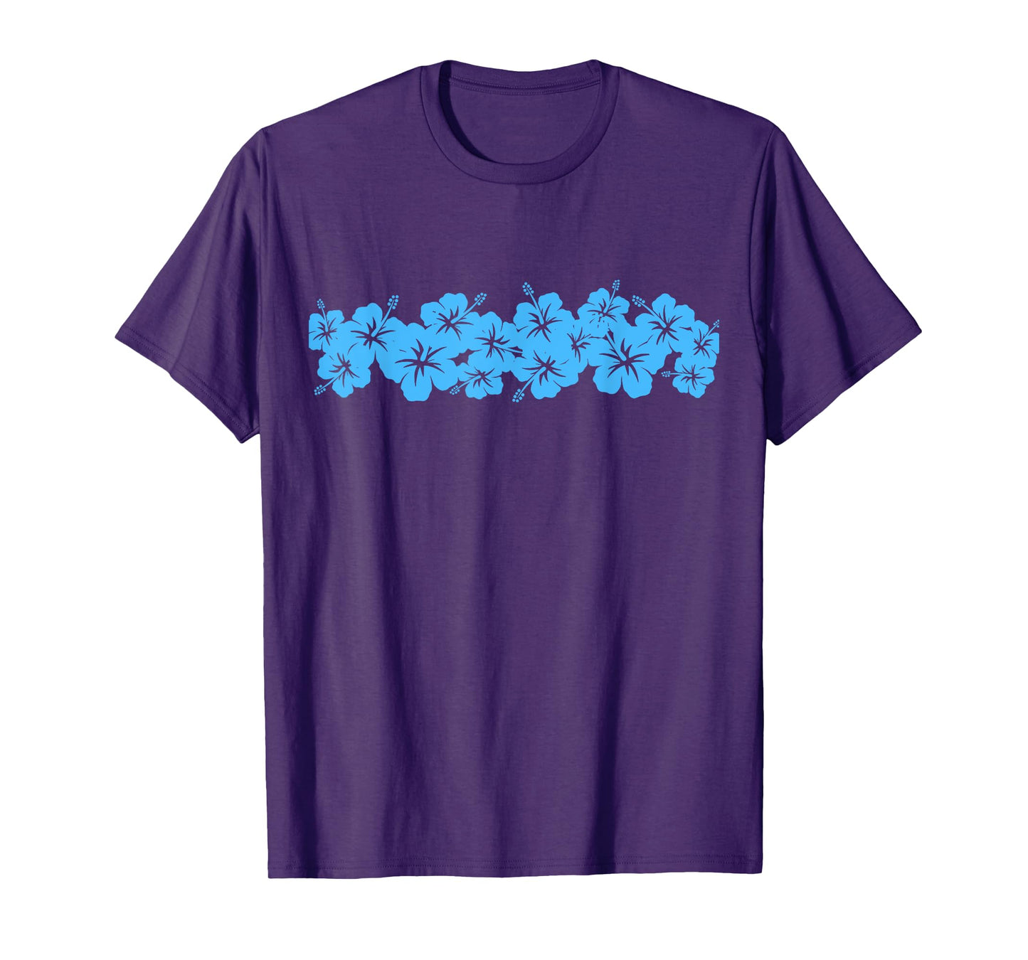 Surfer Style Vintage Blue Floral Hibiscus Flower Row 1970s T-Shirt