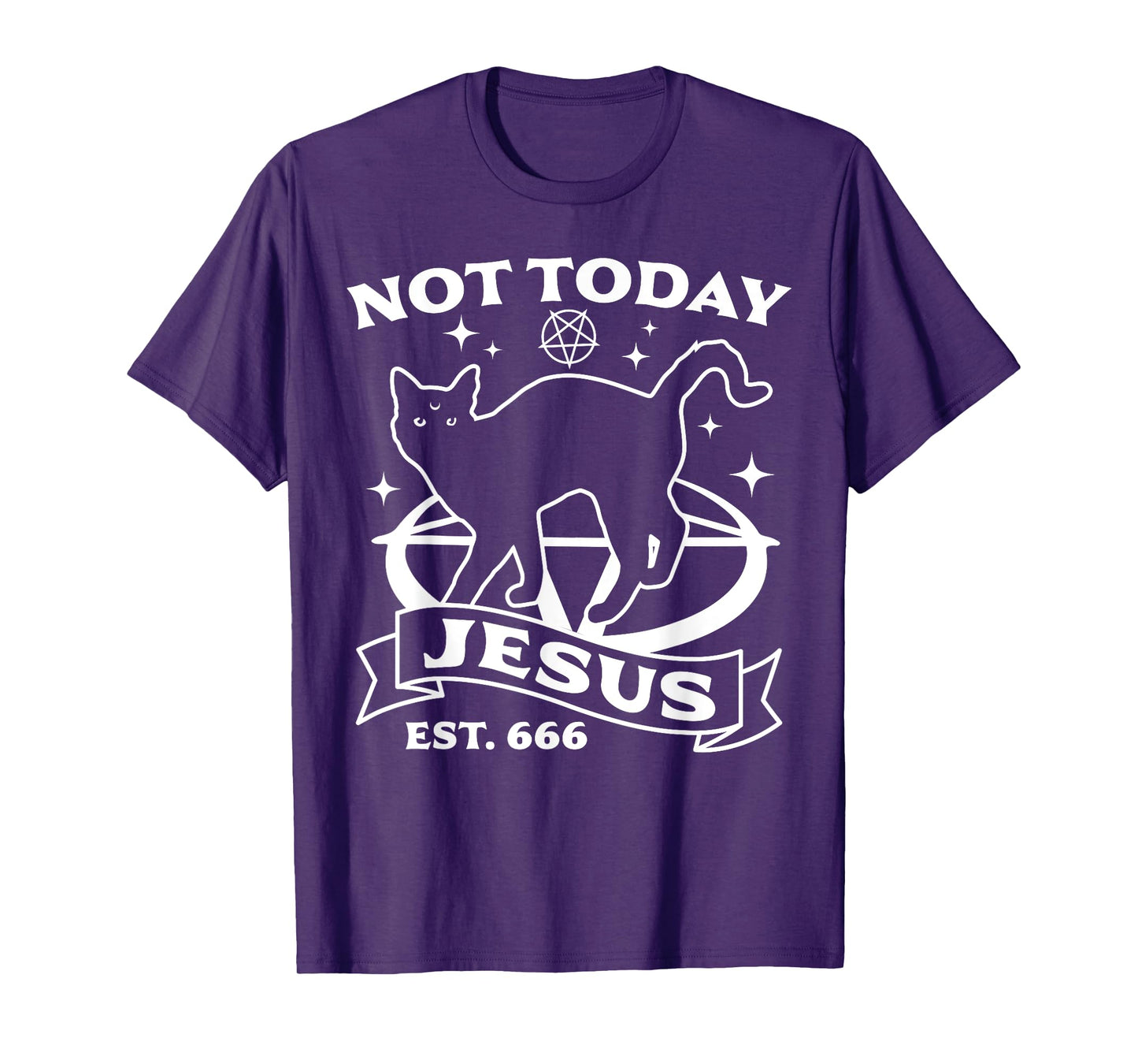 Not Today Jesus - Black Cat Satanic Devil Halloween Goth T-Shirt