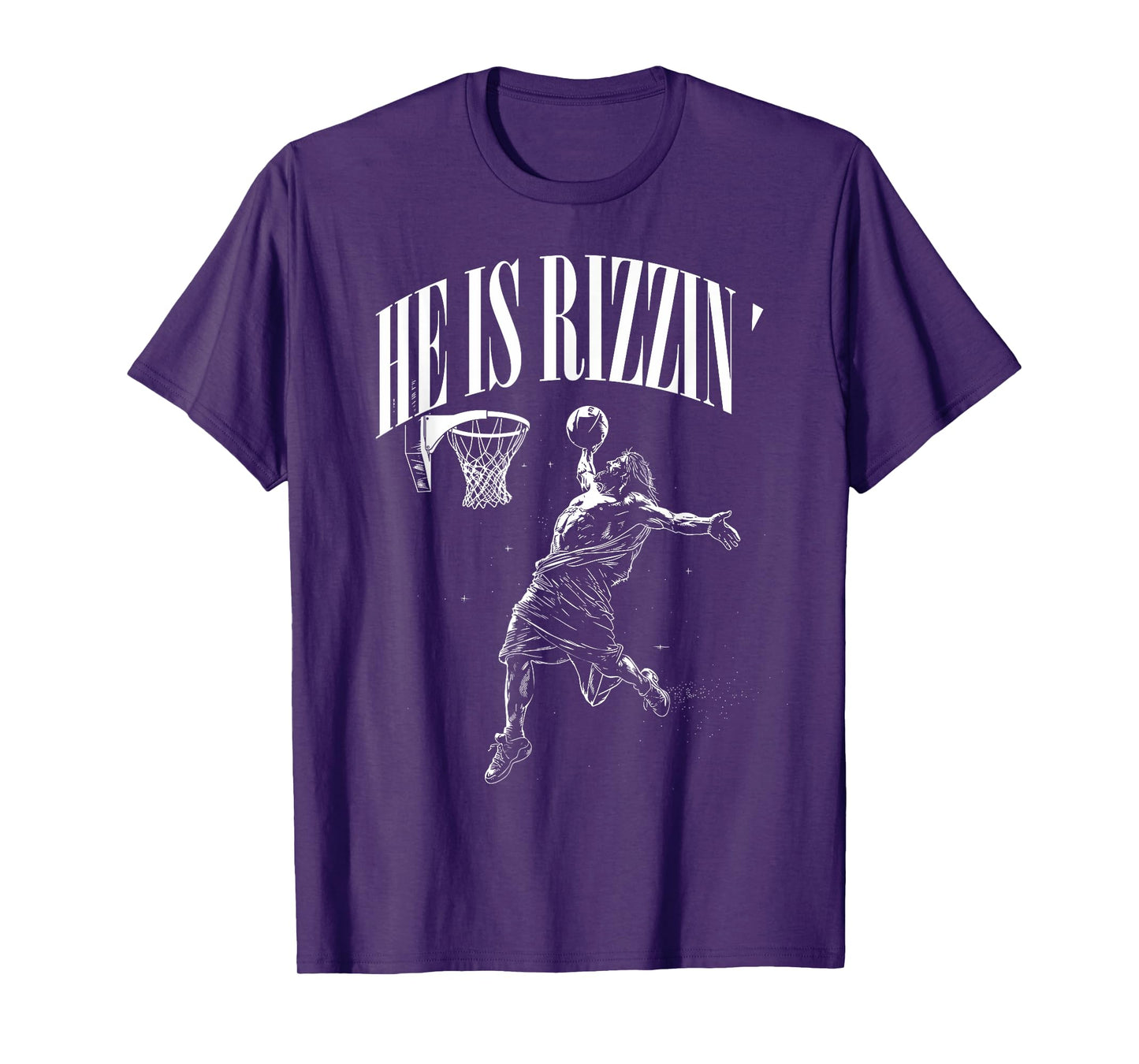He Is Rizzin Funny Jesus playing Basketball funny easter T-Shirt