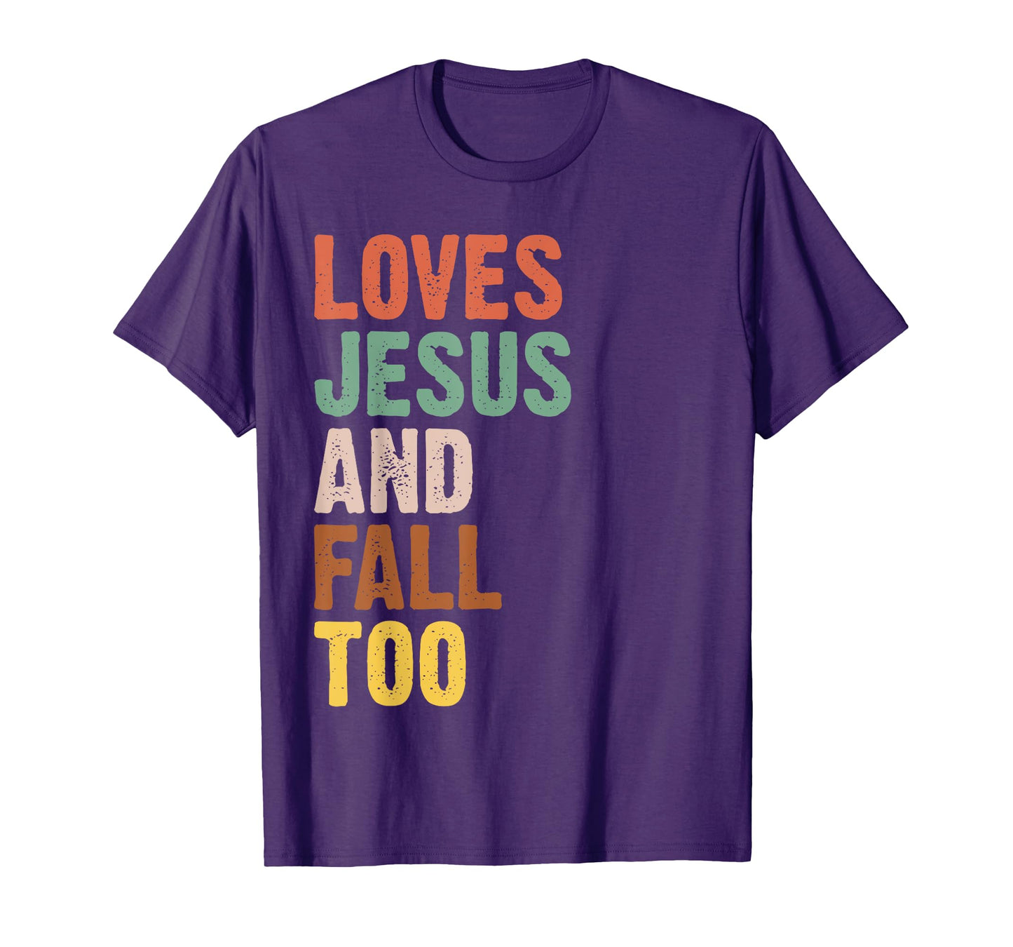 Retro Loves Jesus And Fall Too Autumn Christian Religious T-Shirt