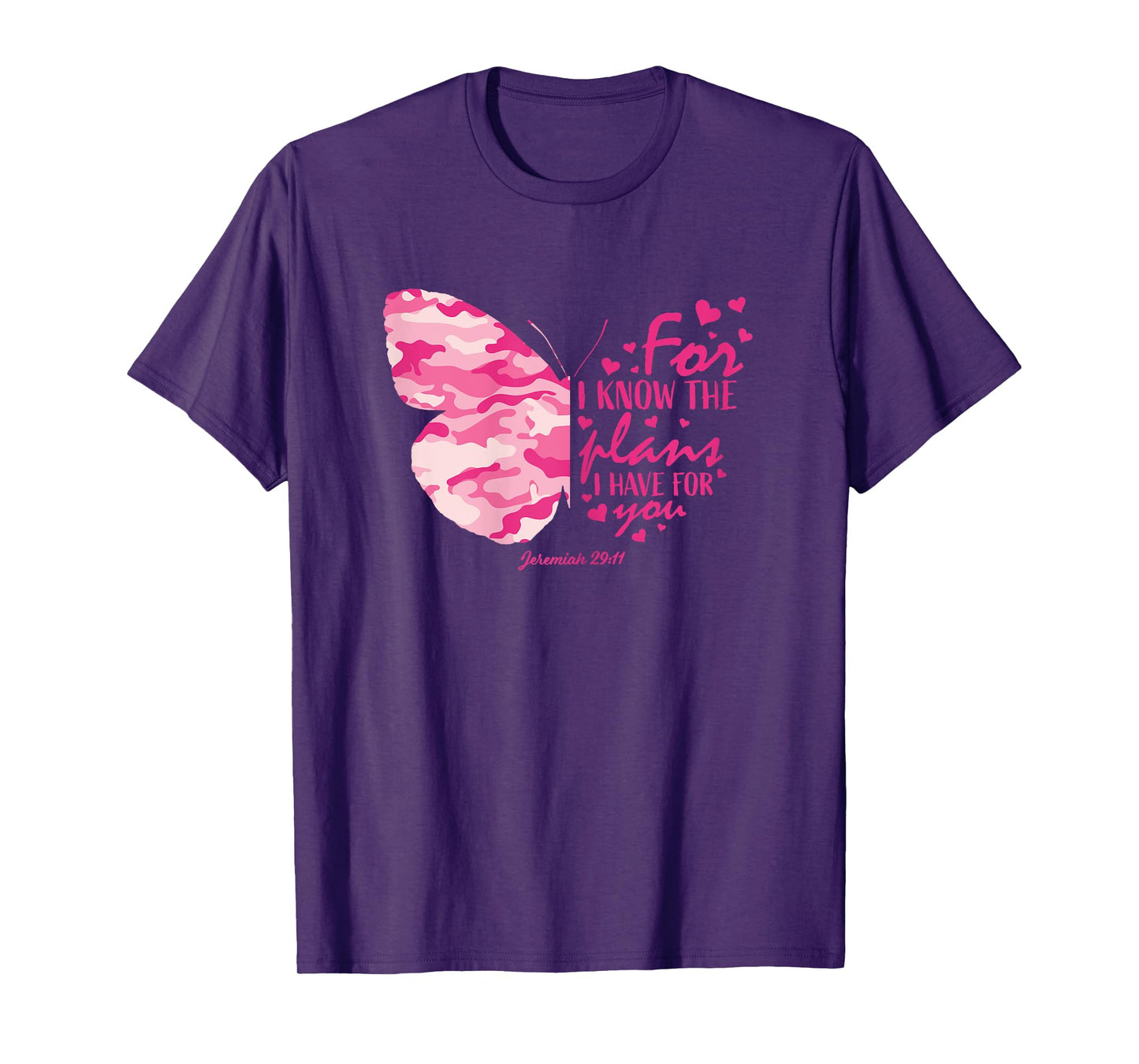 Pink Camo Butterfly Gifts Christian Bible Verse Hope Graphic T-Shirt