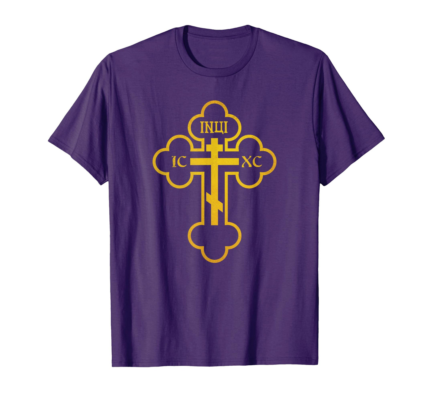 Russian Greek Byzantine Golden Orthodox Cross Crucifix T-Shirt
