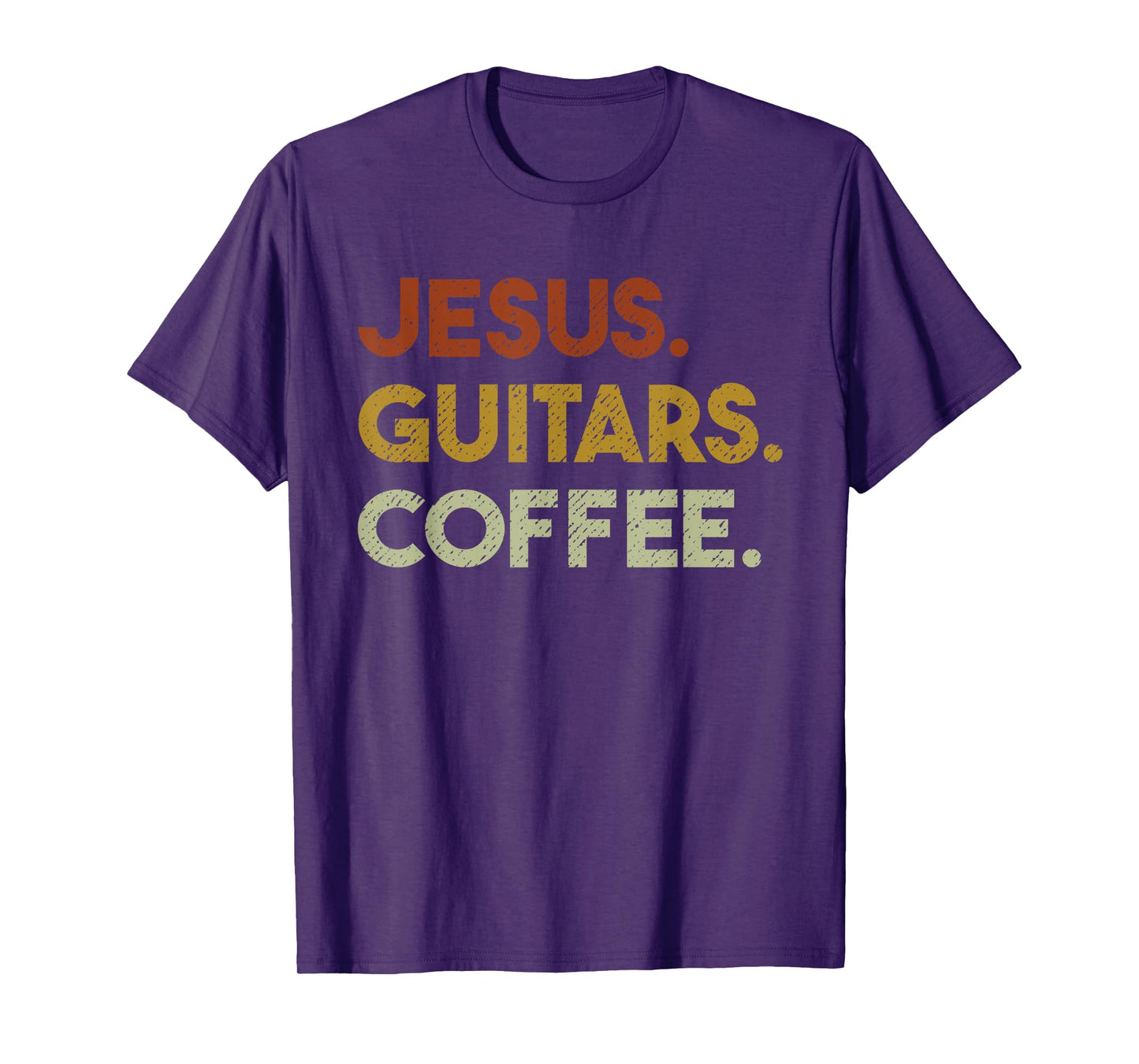 Jesus Guitars Coffee - Christian Men Guitar Worship T-Shirt