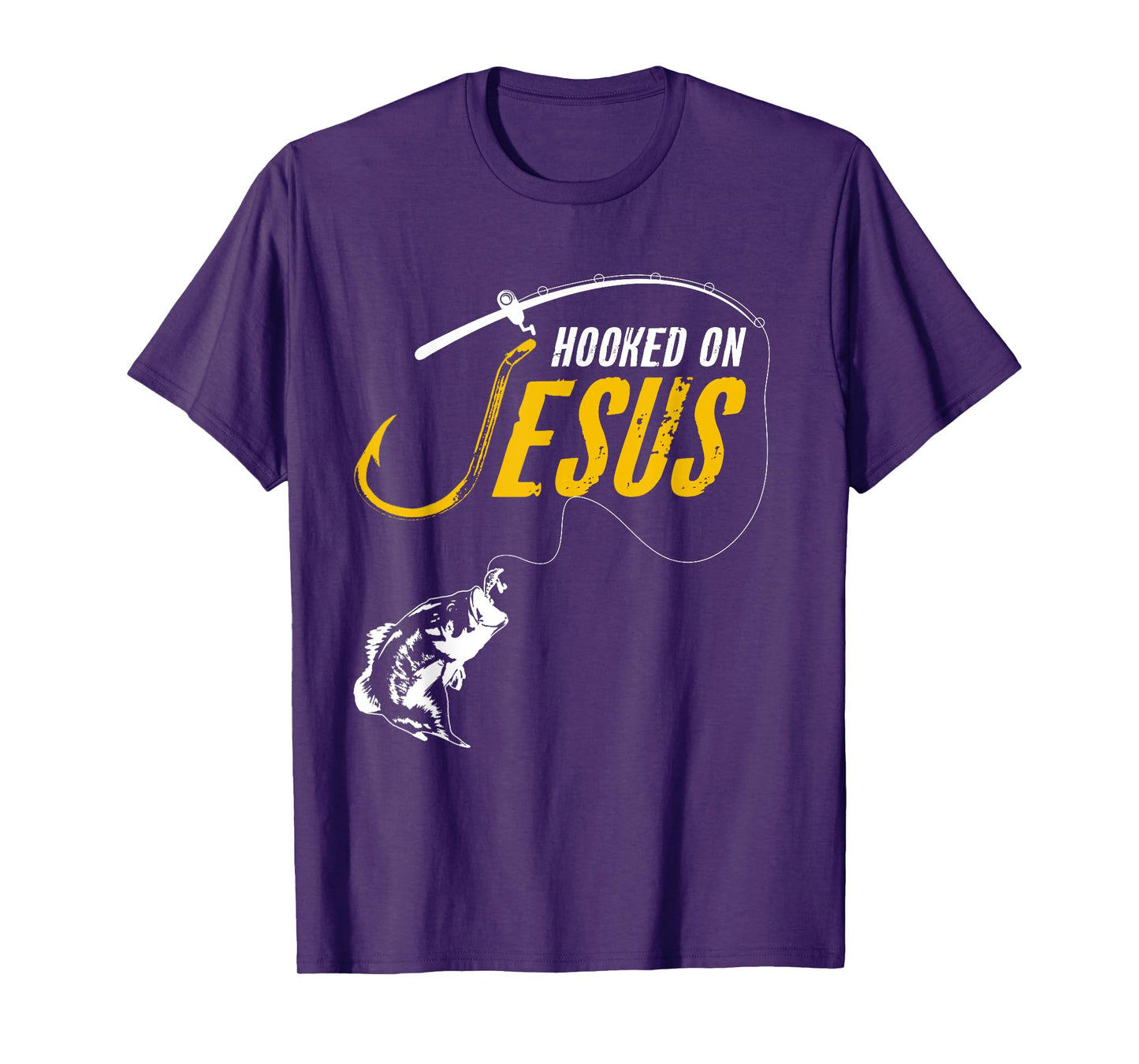 Hooked on Jesus Funny Christian Fishing T-Shirt
